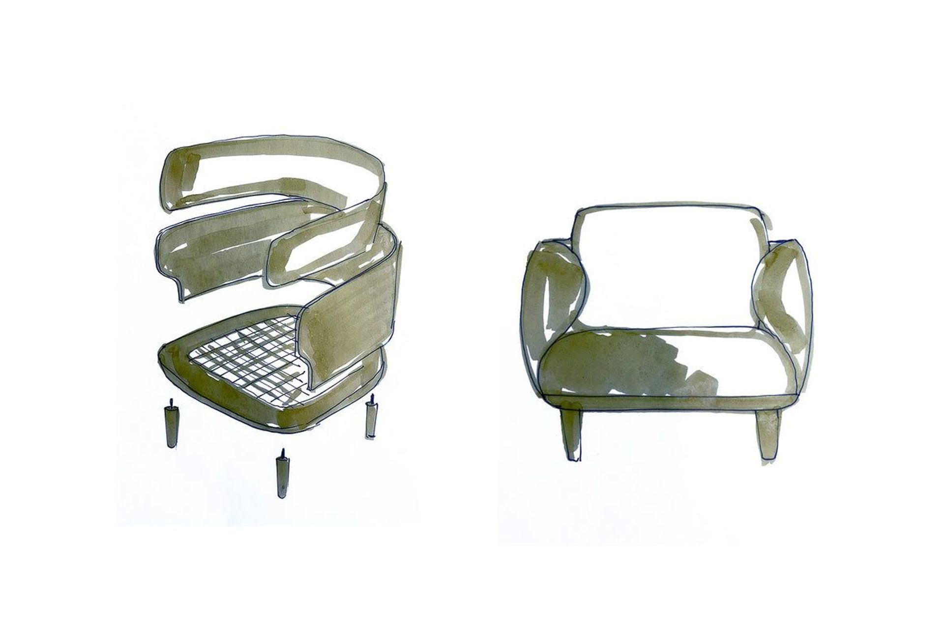 Justin Hutchinson's sketch of the Johanna Occasional Chair for Kett.