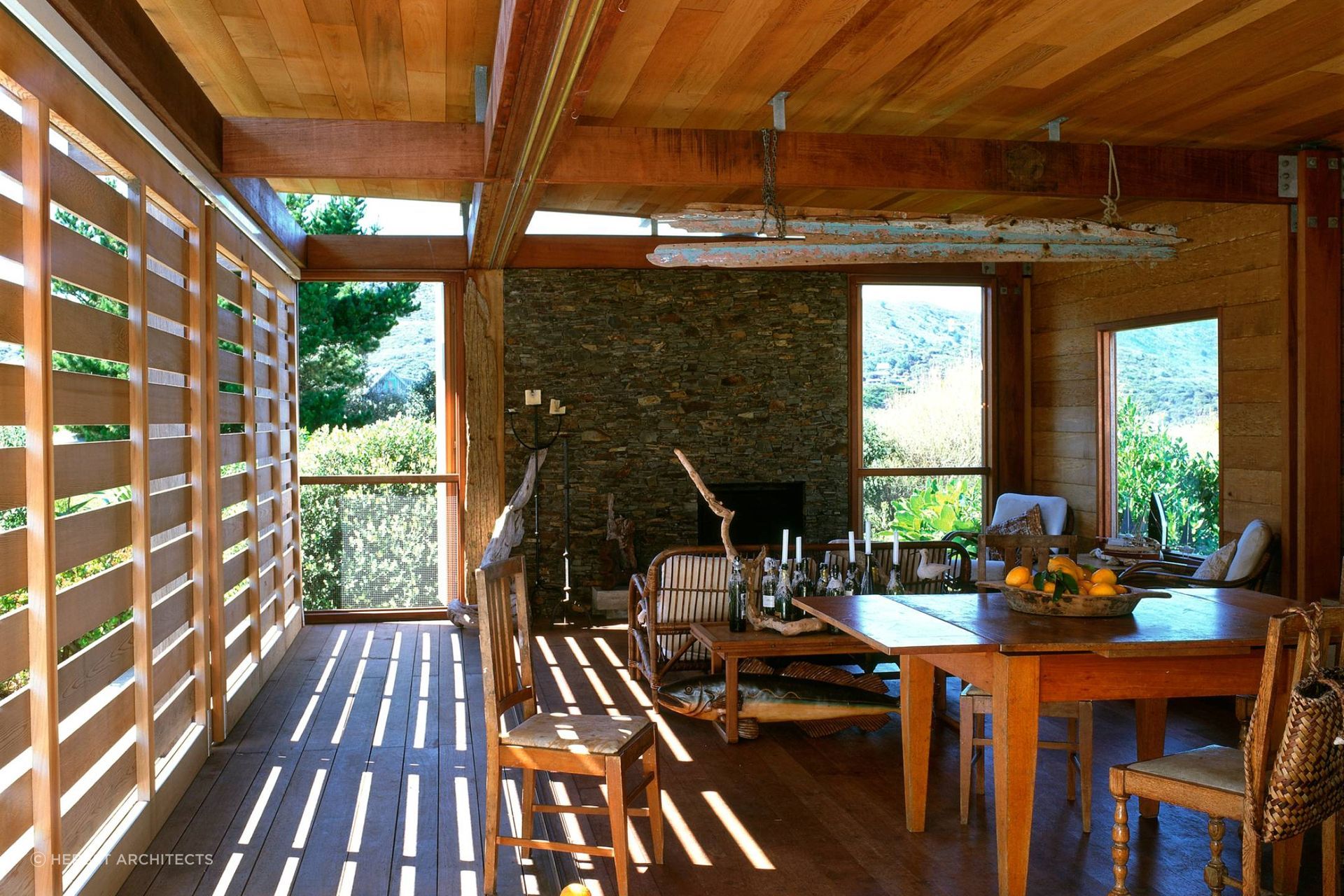 Interior, Island Bach, Great Barrier Island, by Herbst Architects.