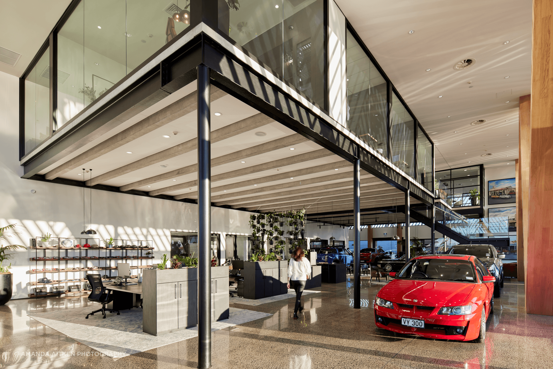 In the Ebbett building, a darker, more inustrial aesthetic gives it identity.