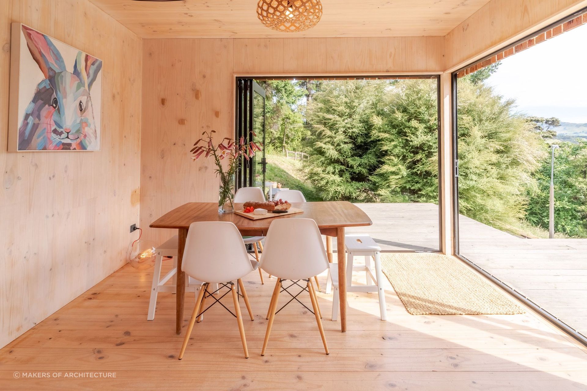 The dining area opens up beautifully onto a decking space with views