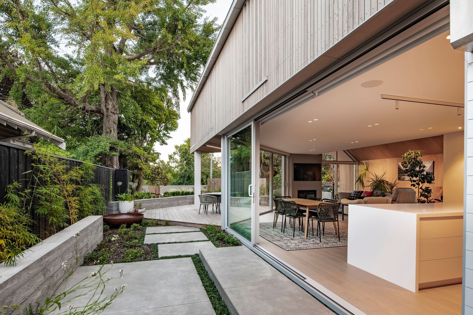 The western courtyard, looking north towards the main outdoor living space.