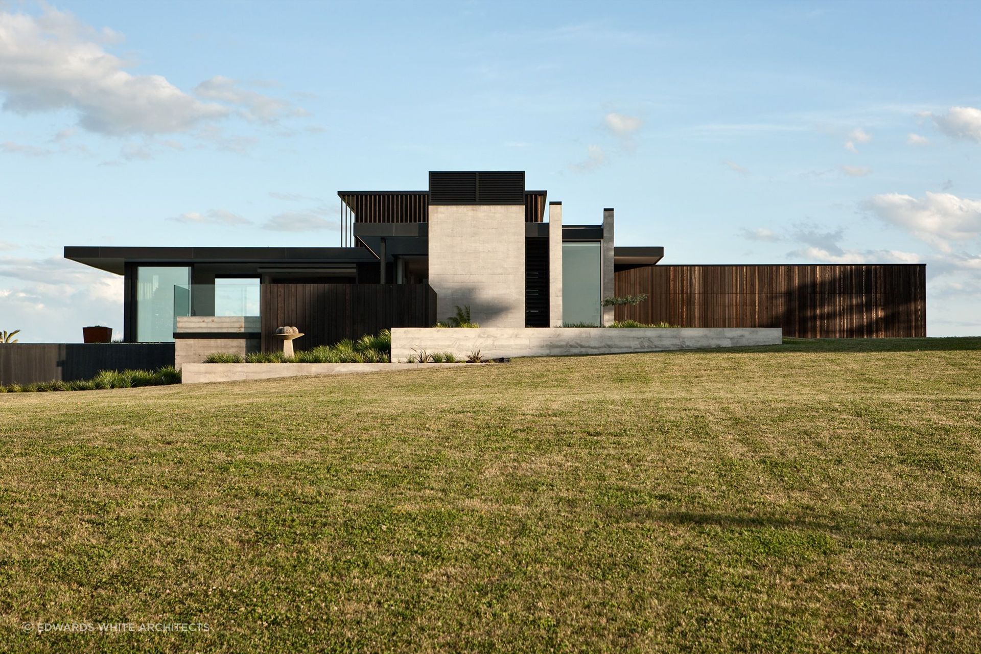 The sculptural form of Gordonton Residence by Edwards White Architects.