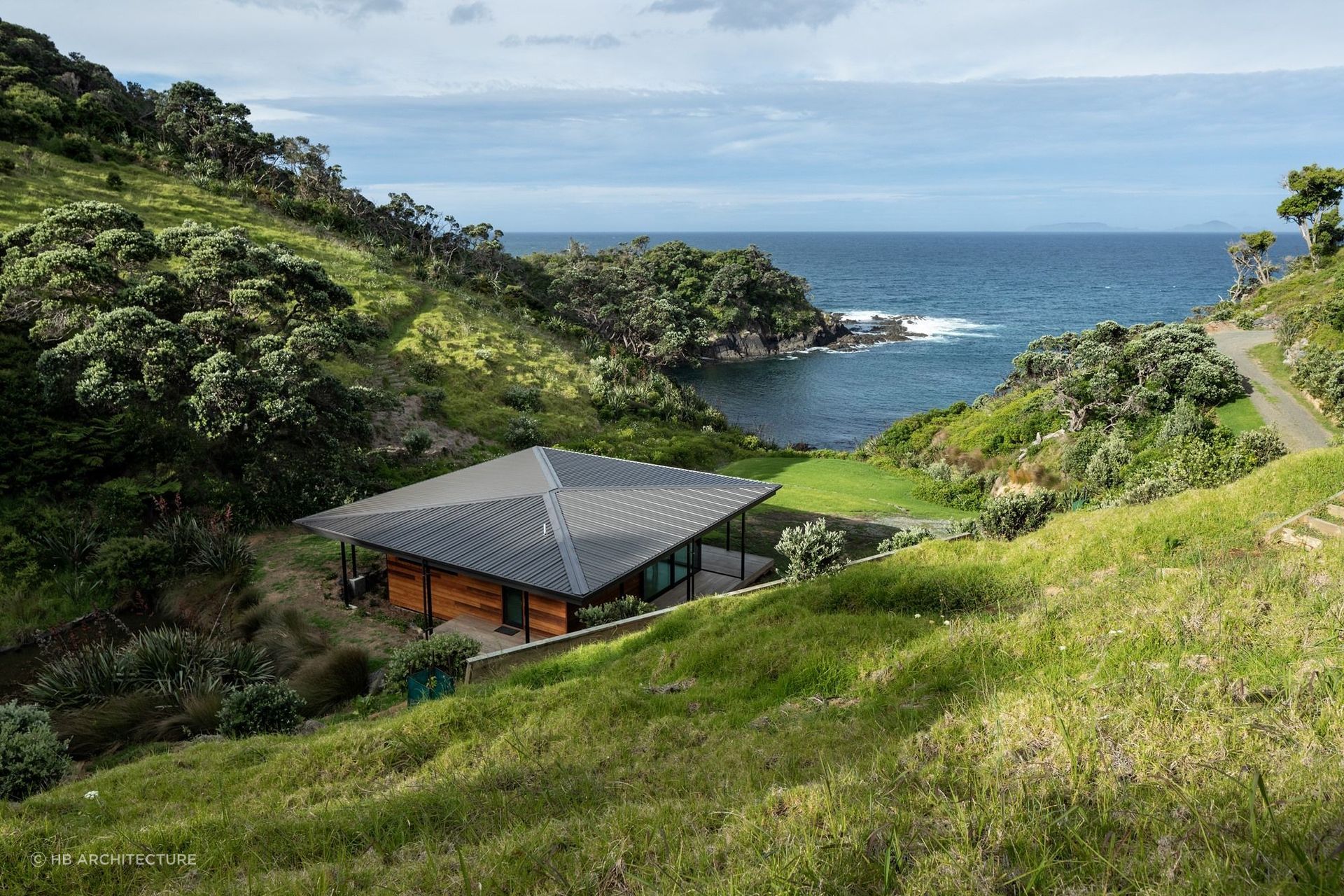 The home enjoys idyllic views of Aorangi Island. | Photography: Simon Devitt
