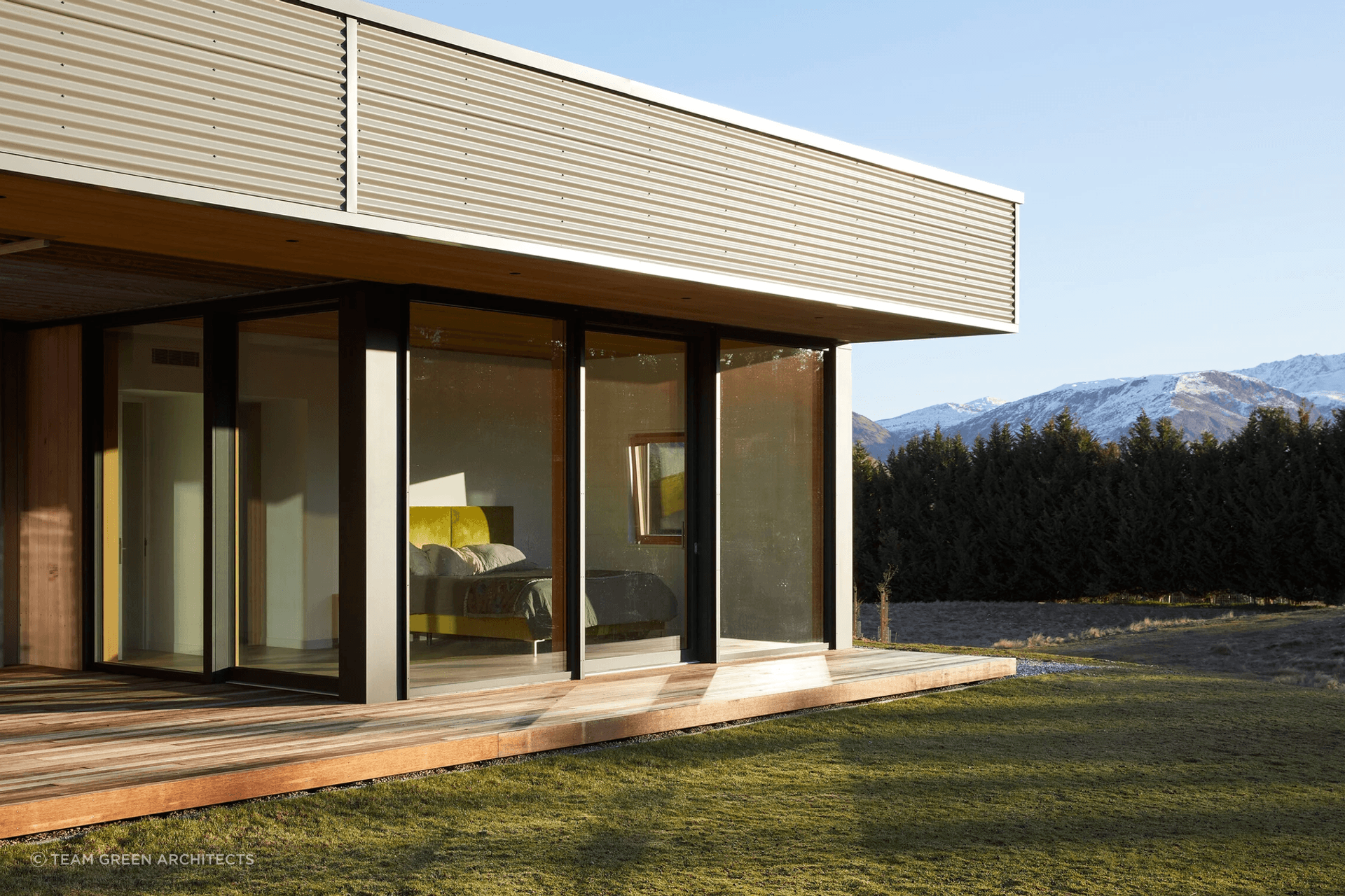 Three bedrooms lie on the south side of the home.