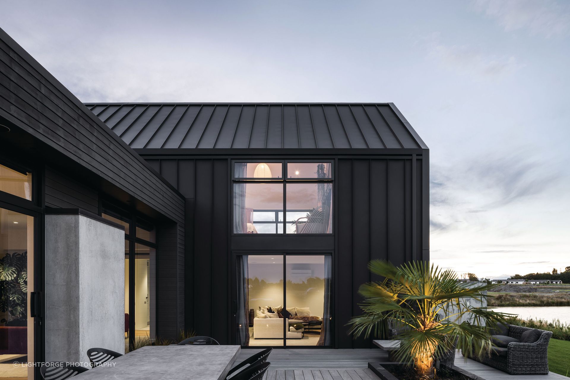 The design incorporates expansive open spaces and sheltered outdoor areas.