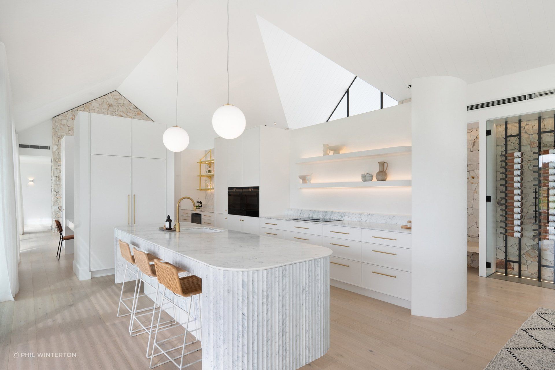 The galley-style kitchen.
