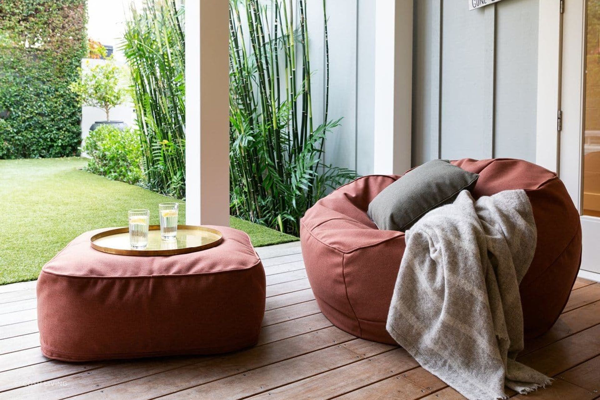 Options like the coast Marine Bean Ottoman present a great opportunity to mix and match colours, textures and patterns
