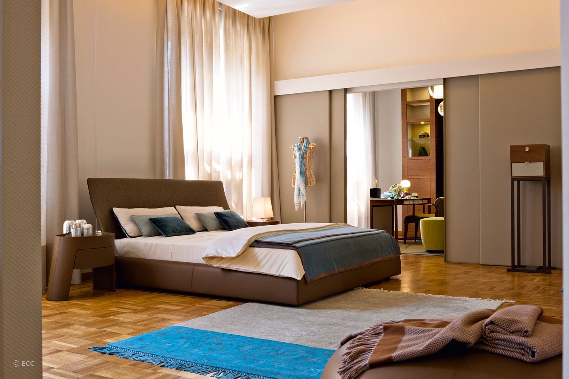 The Altea Bed with profiled headrest by Georgetti is the epitome of modern luxury.