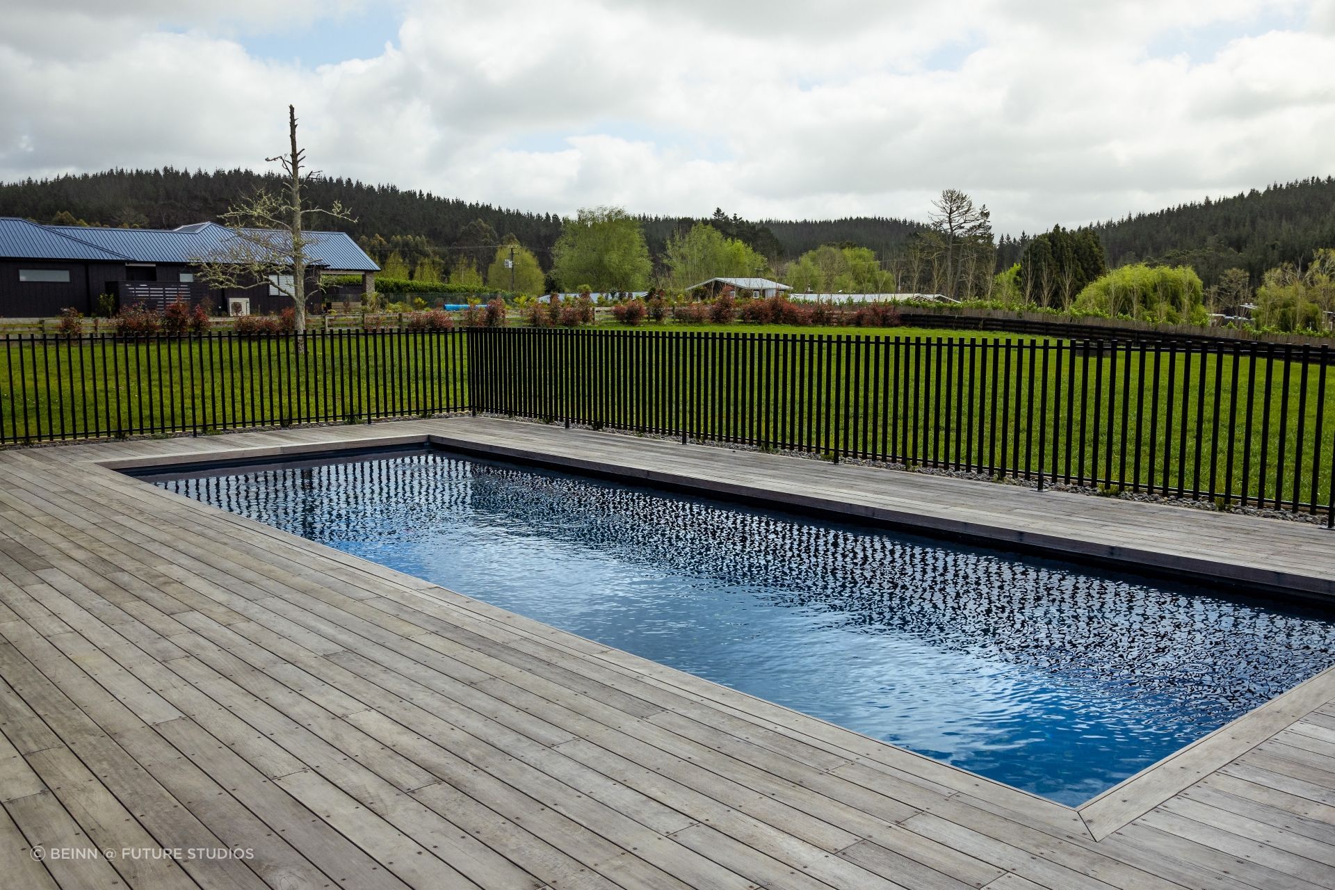 The new pool was a key part of the client's brief and the laidback rural lifestyle.