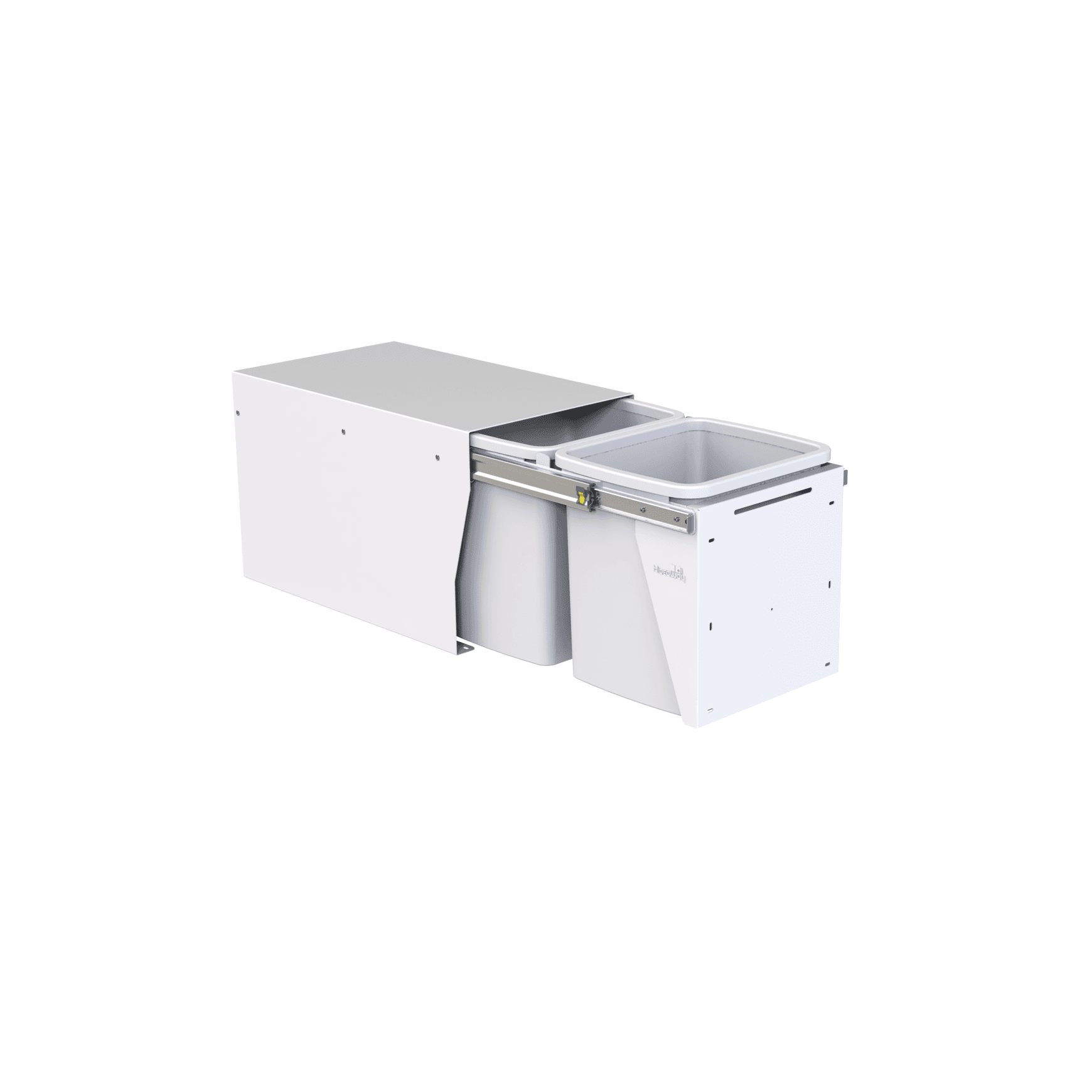 Compact Bin Storage - 2 x 15 Litre Buckets Floor Mounted - Door Pull