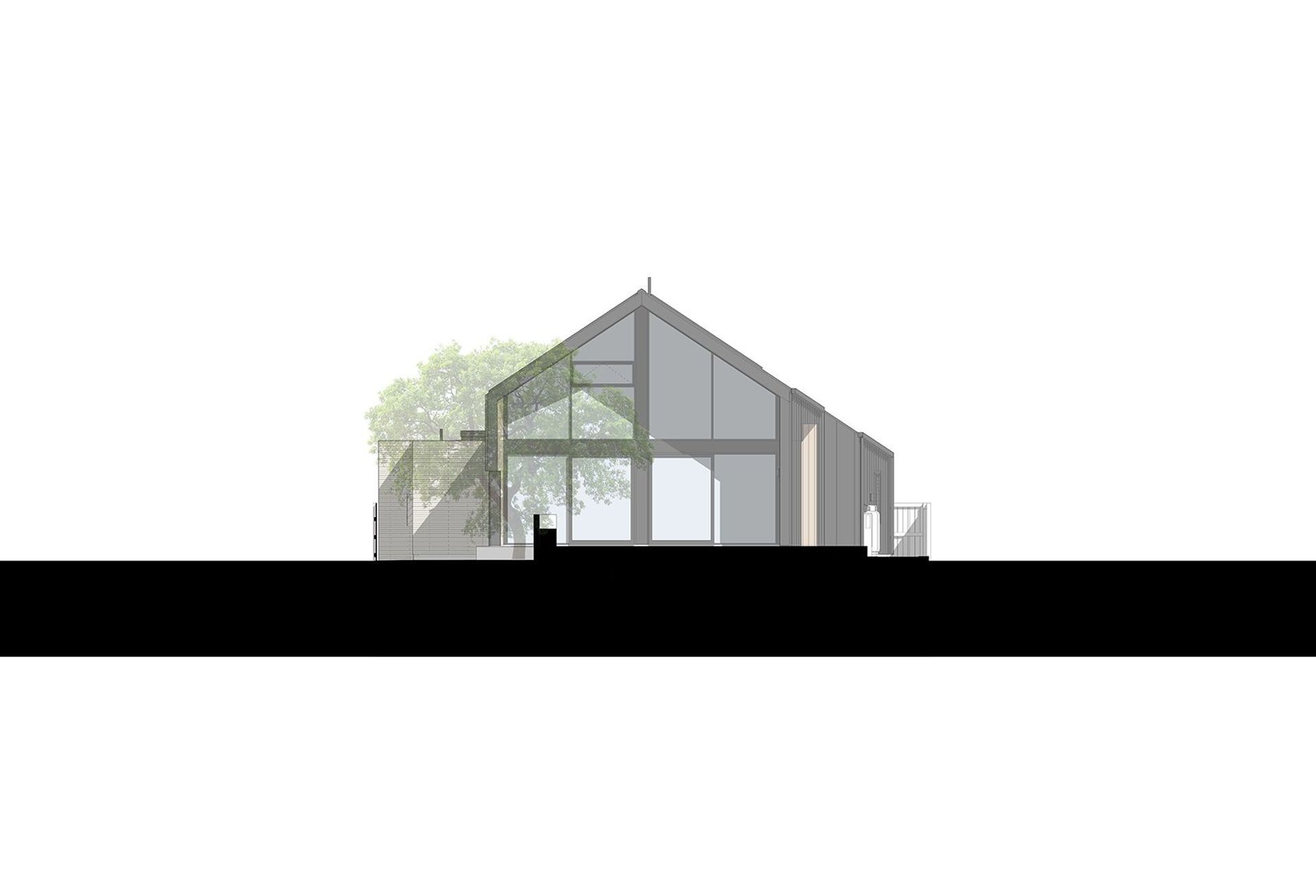North-facing elevation by Sheppard &amp; Rout Architects.