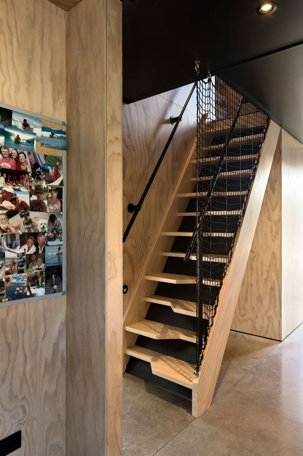 Space-saver stair leads up to the mezzanine.