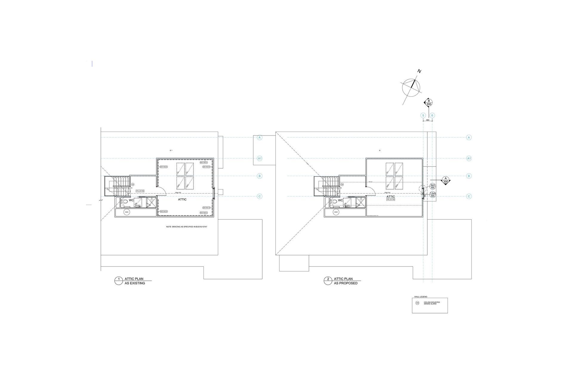 The existing and new attic plans, by Salmond Reed Architects.