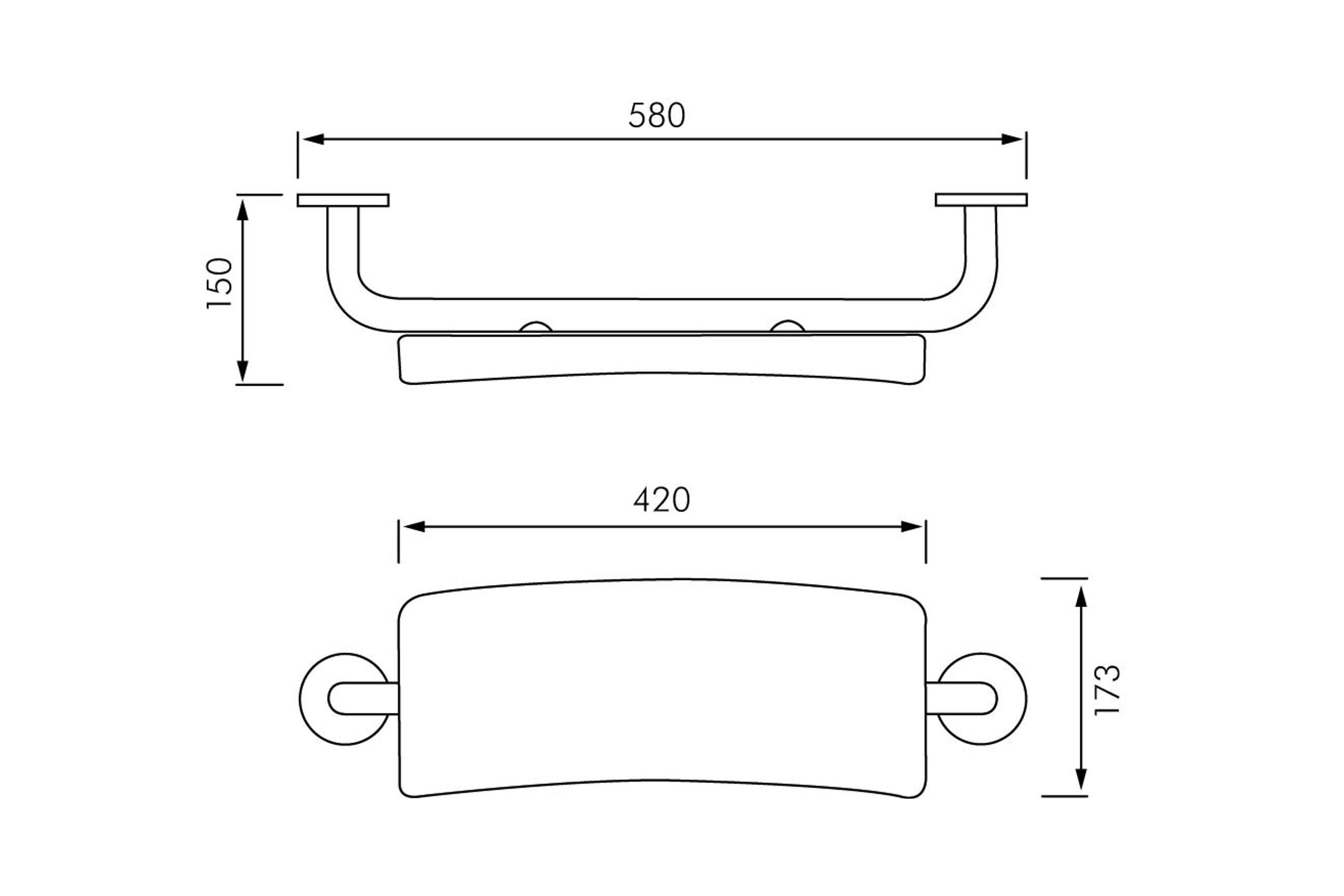 Comfort Backrest for Accessible Toilets dimensions