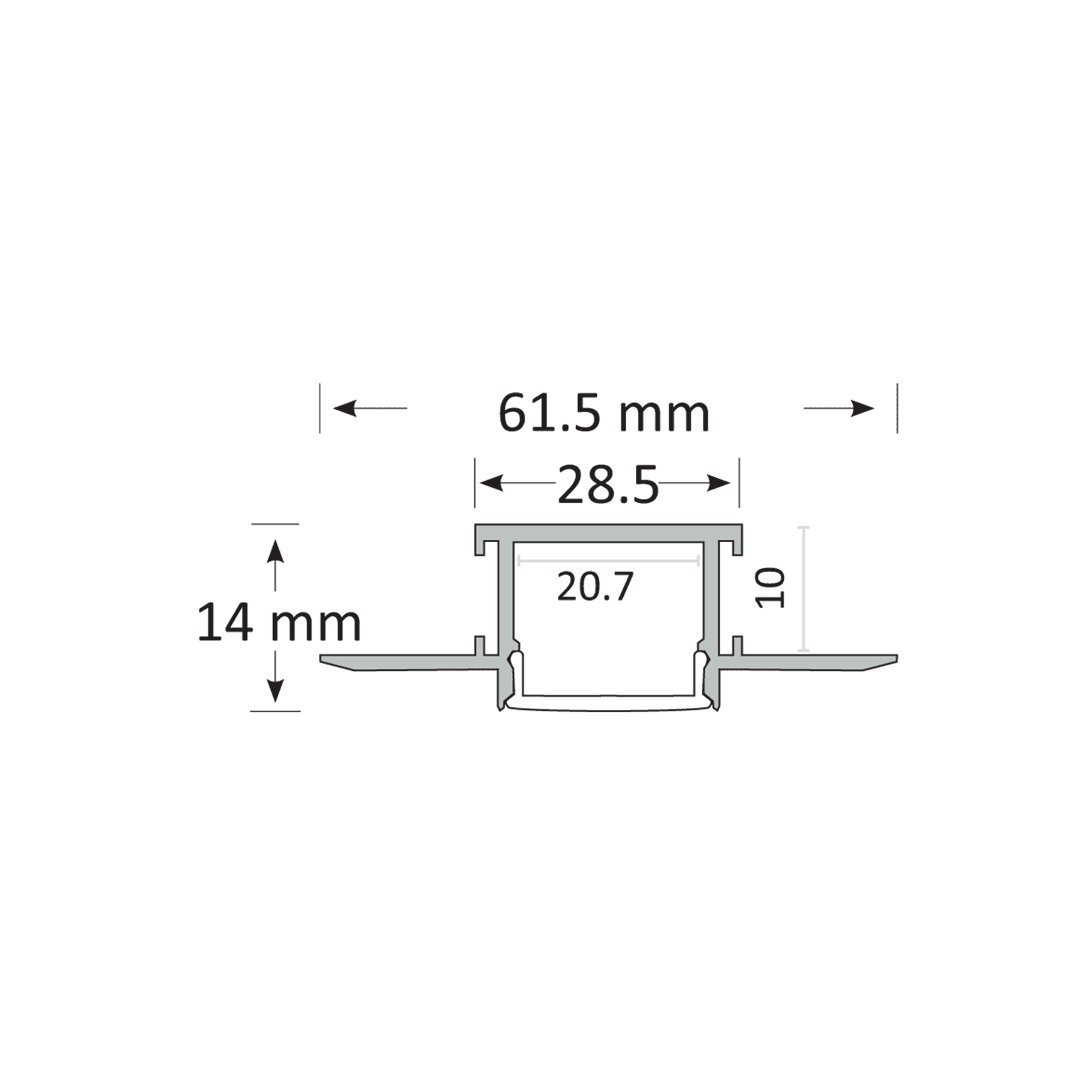 TL009 Low Profile Plaster In LED Extrusion Trimless
