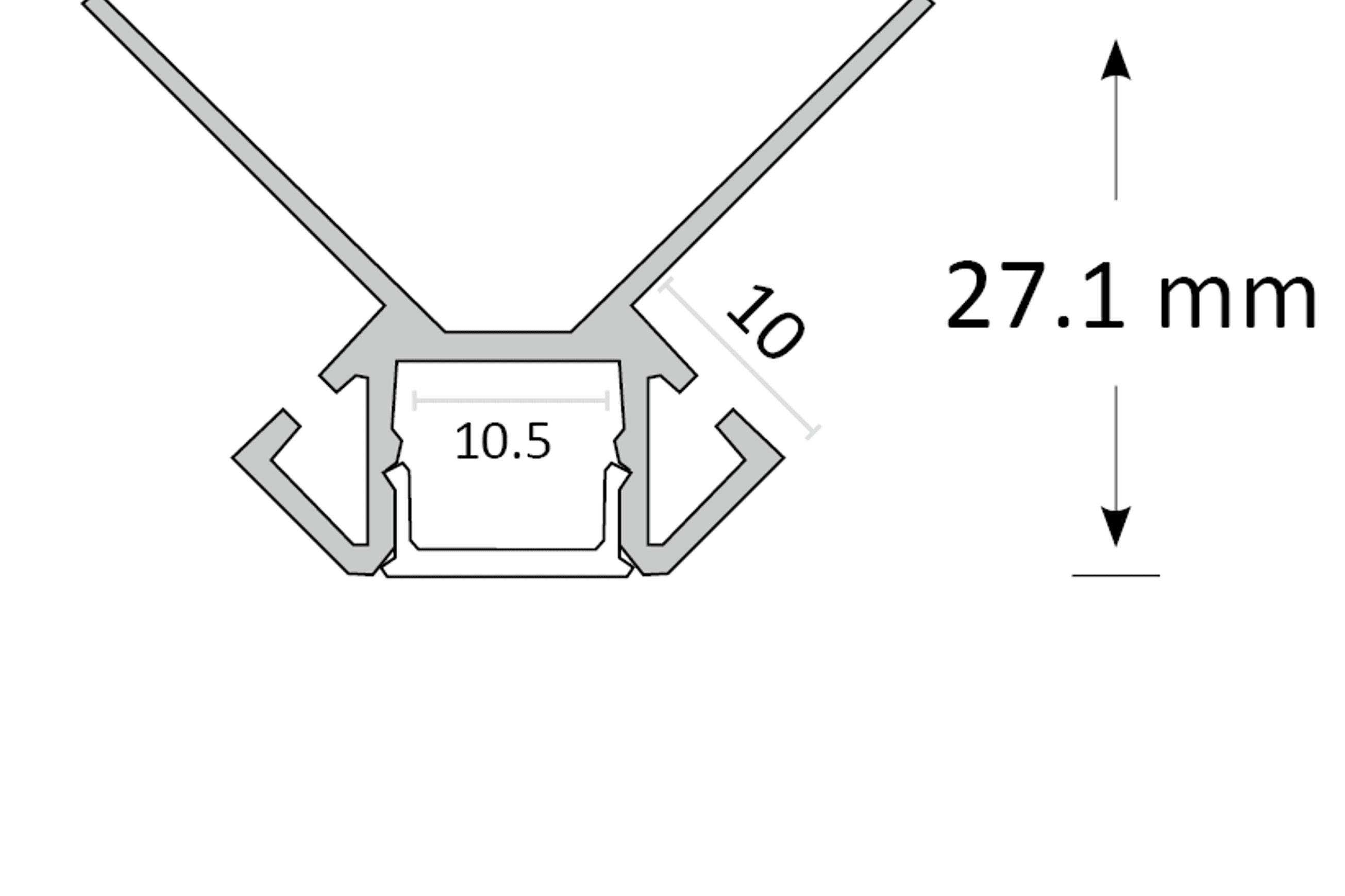 TL002 Trimless Outer Corner Extrusion dimensions