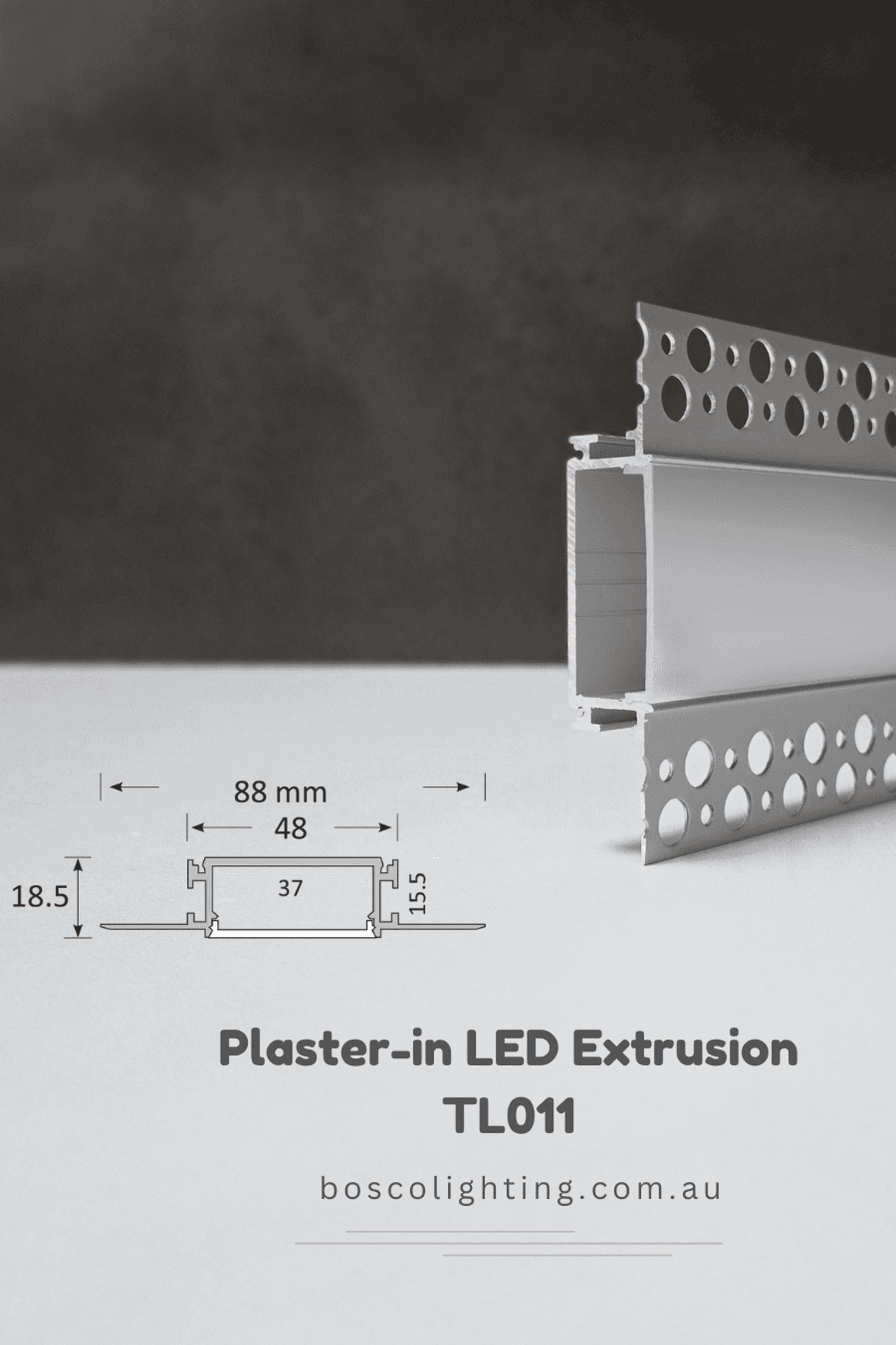 TL011 Medium Shadowline Plaster-in Trimless LED Profile