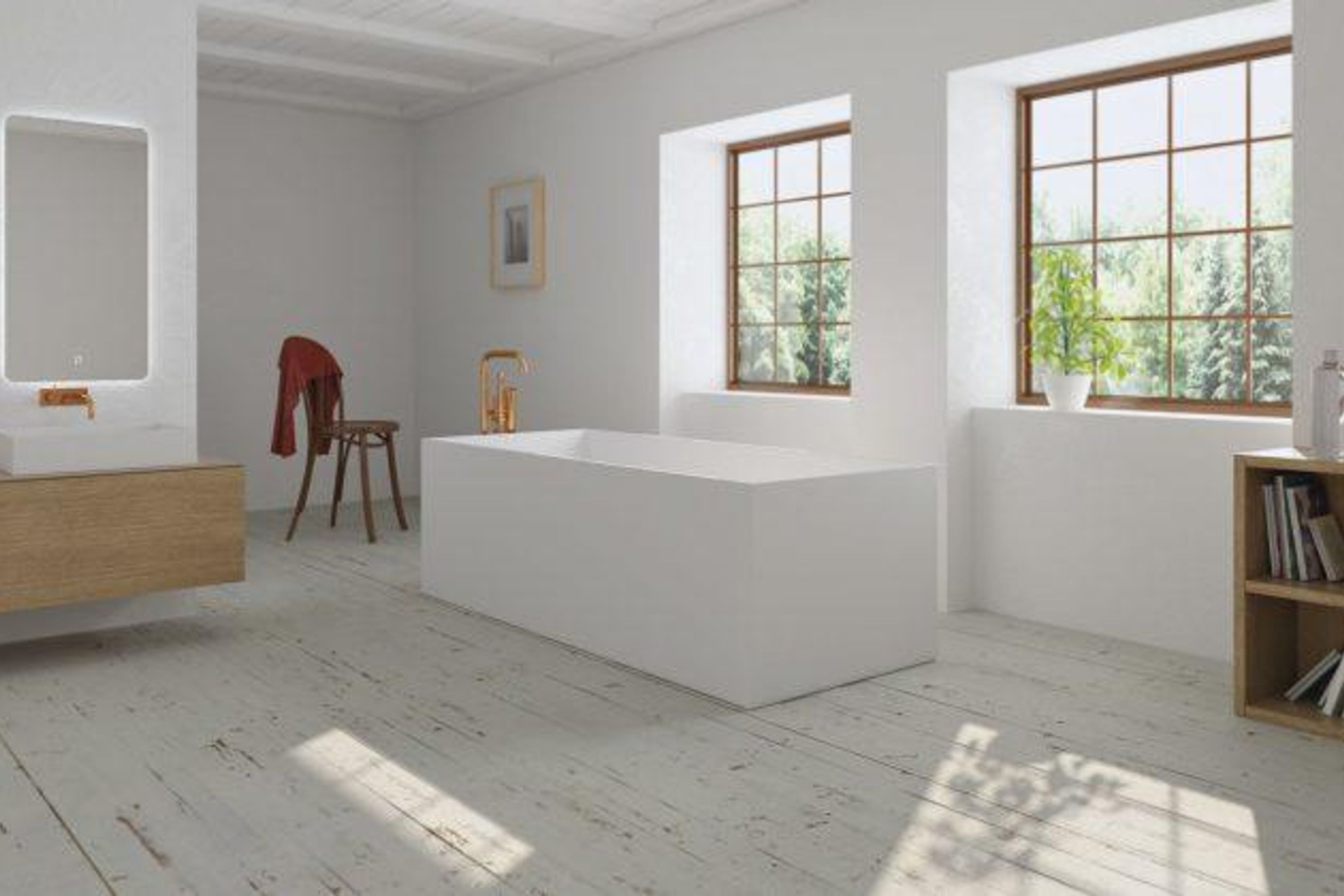Alison ST23 Toka Lite Back-to-Wall Stone Bath 1700mm