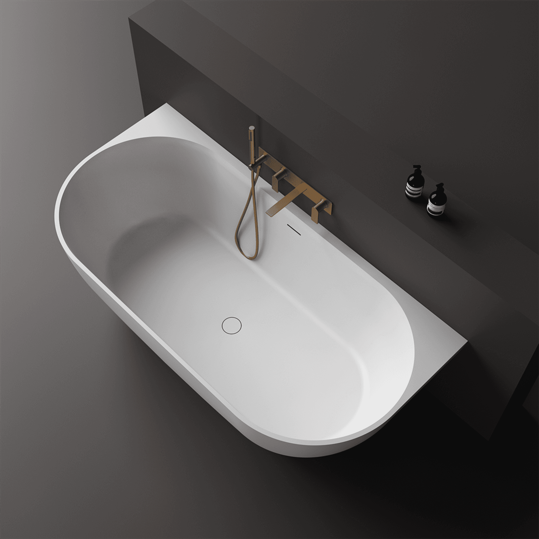 Justina back-to-wall 1700mm stone bath