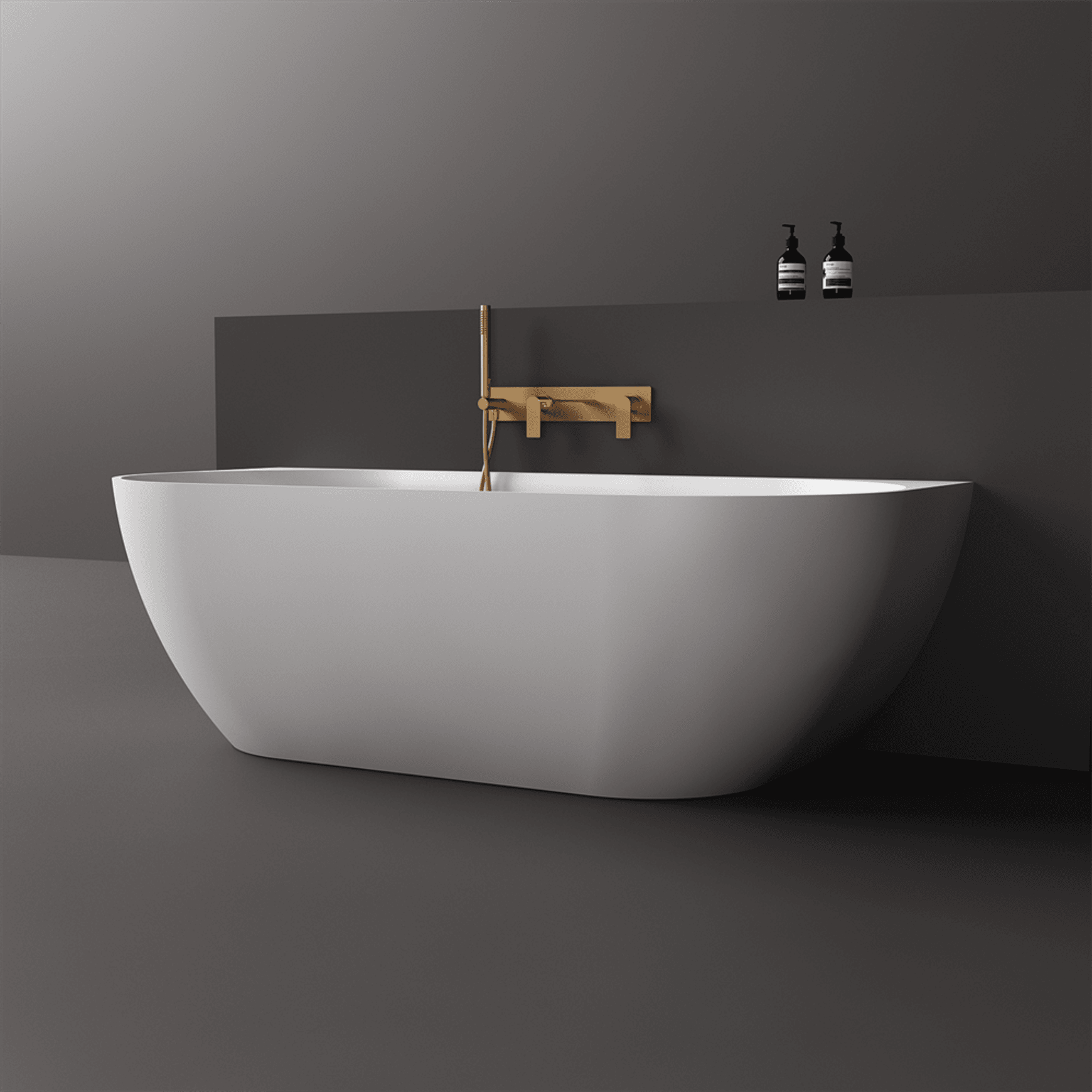 Justina 1700mm back-to-wall stone bath