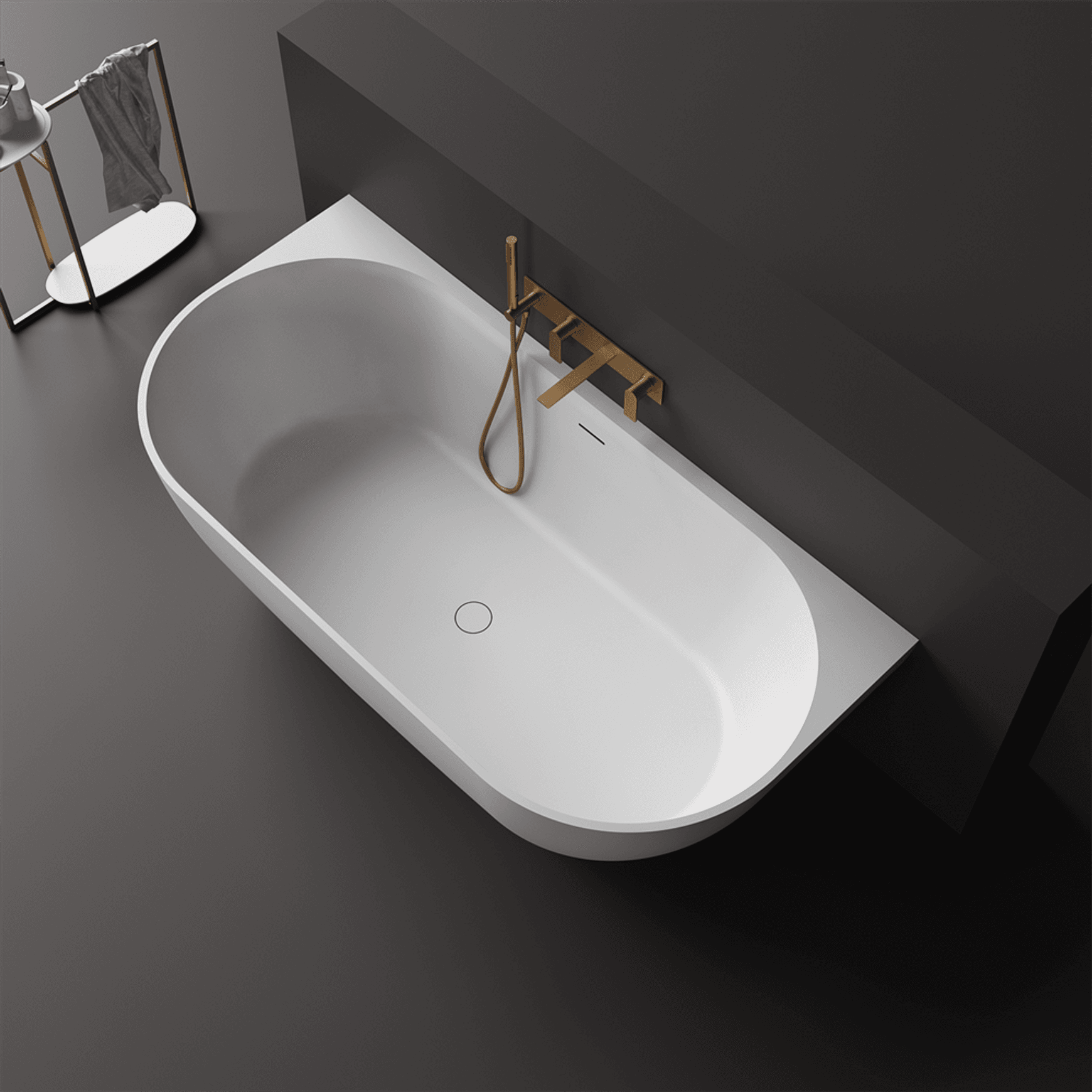 Justina back-to-wall 1700mm stone bath
