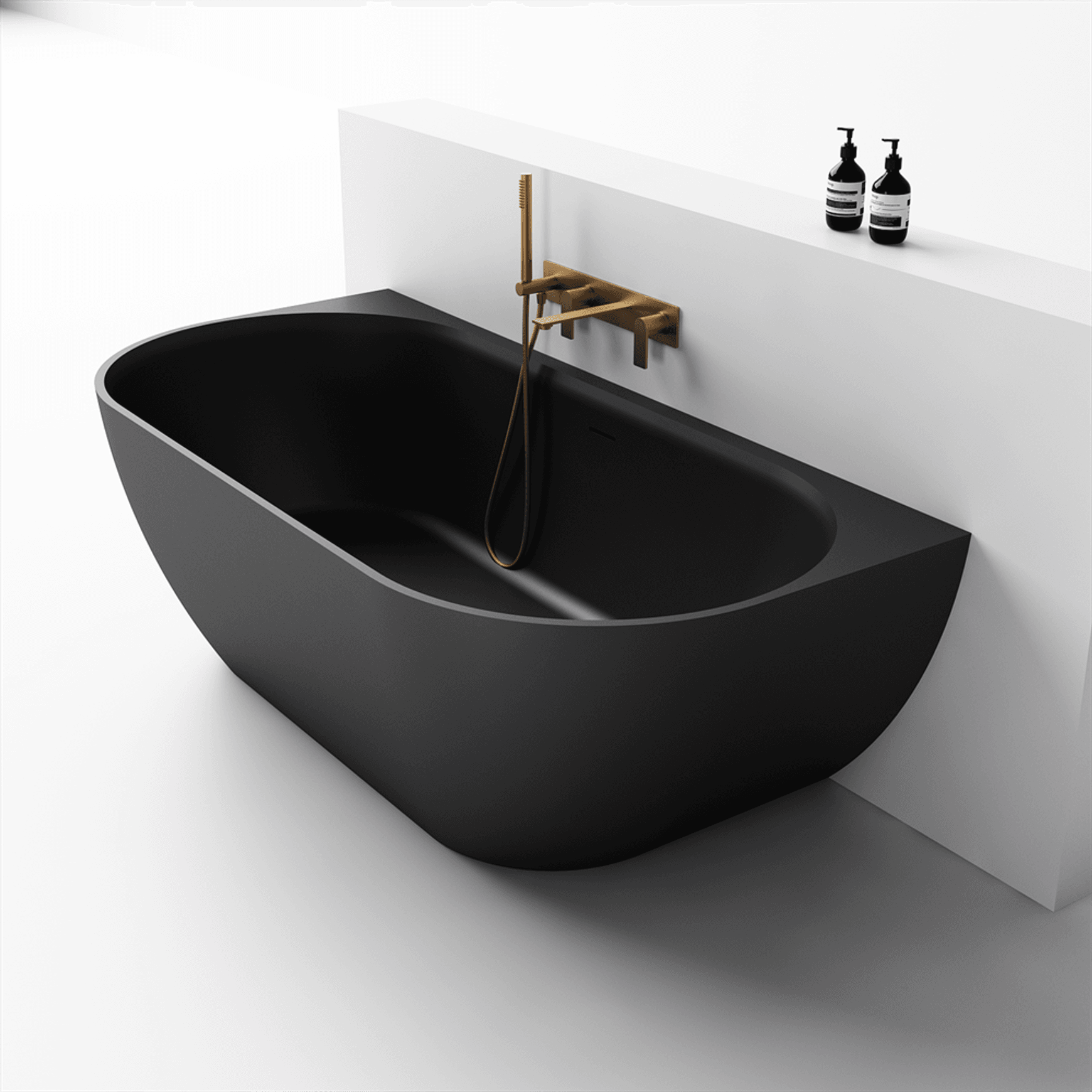 Justina 1700mm back-to-wall stone bath
