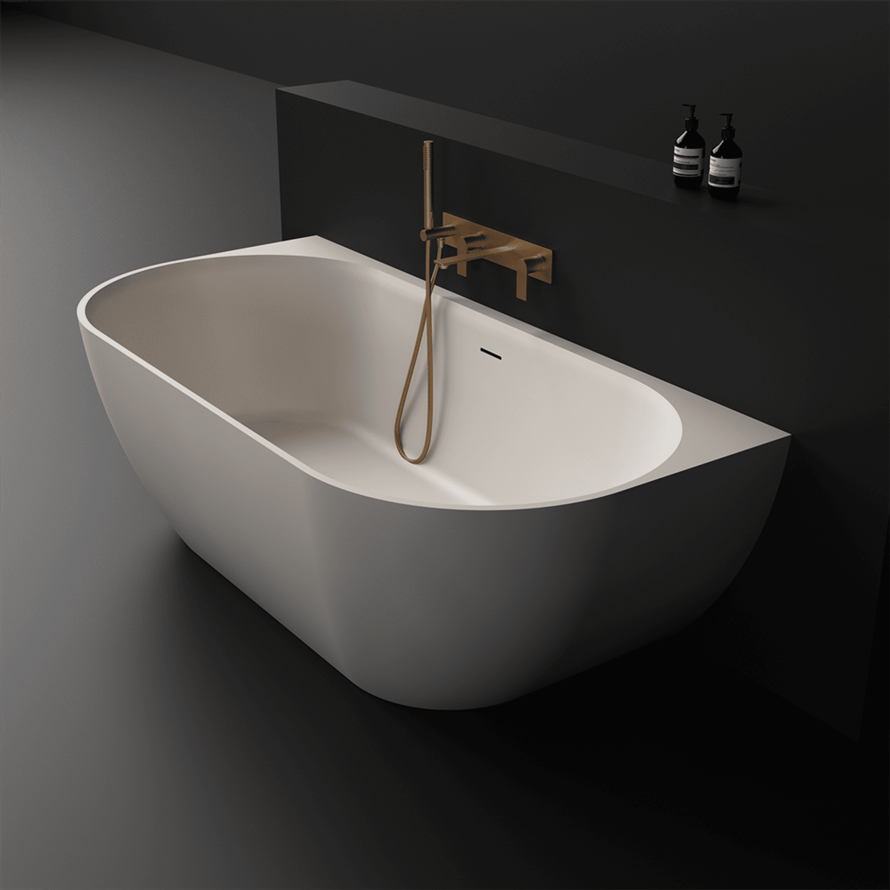 Justina back-to-wall 1700mm stone bath