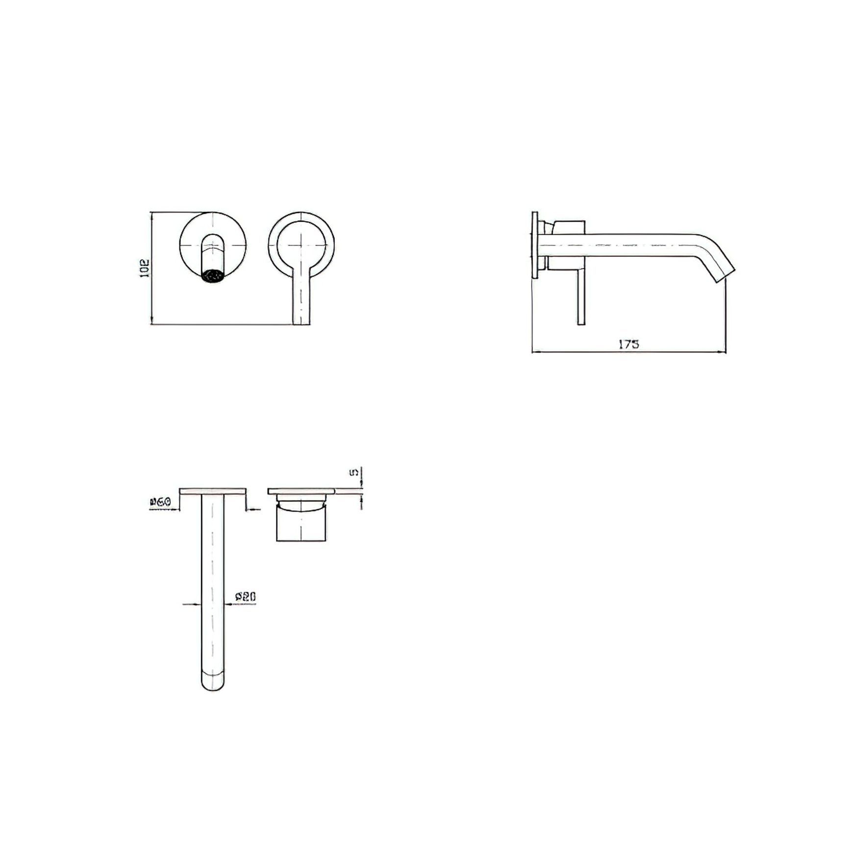 Gill Wall Mounted Basin Mixer 175mm
