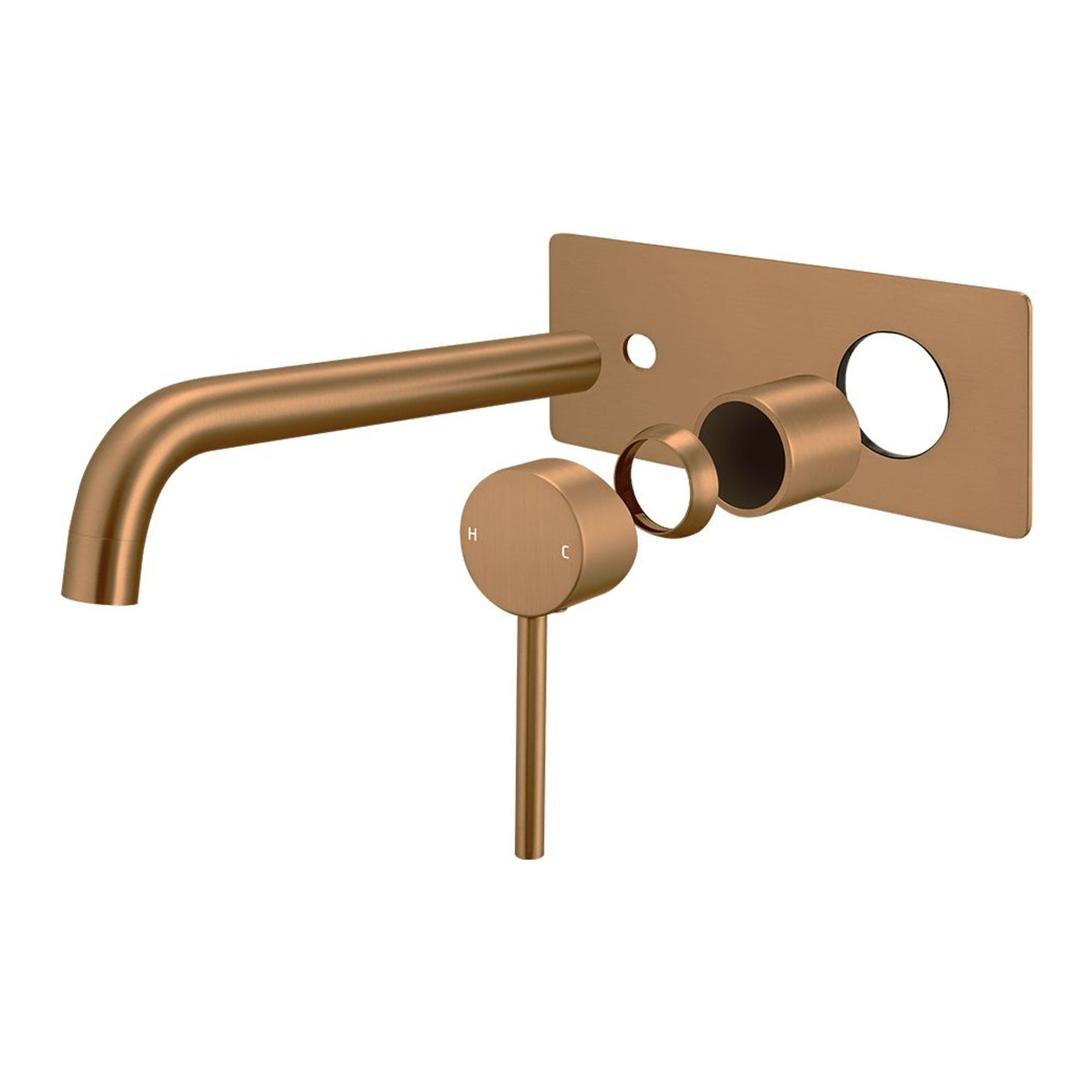 Lucid Pin Spout Mixer Trim Kit Brushed Copper Square