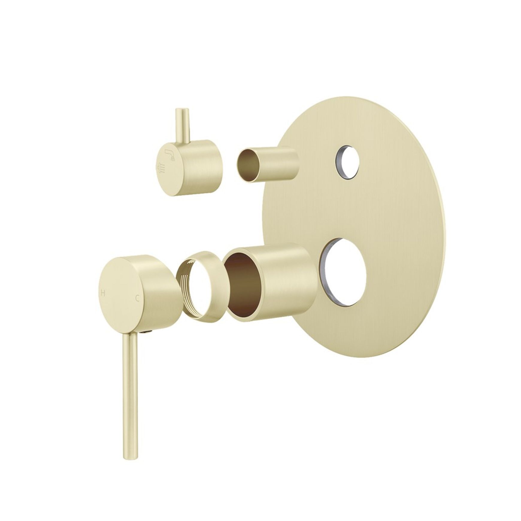Lucid Pin Diverter Mixer Trim Kit Light Brushed Brass