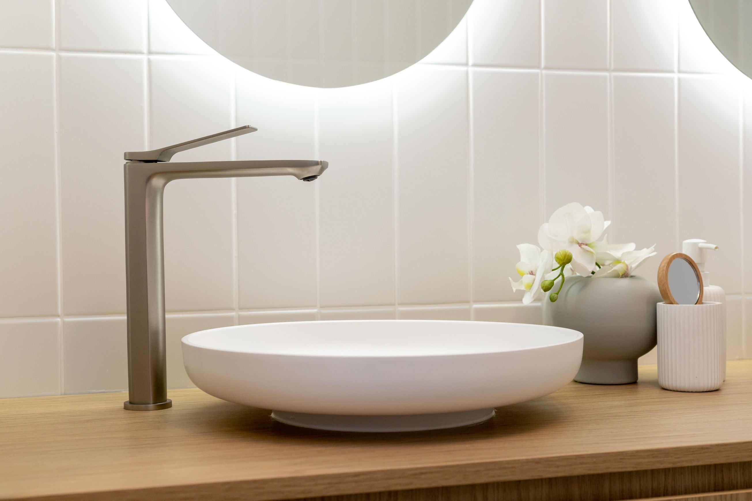 Rushy Tall Basin Mixer Brushed Brass