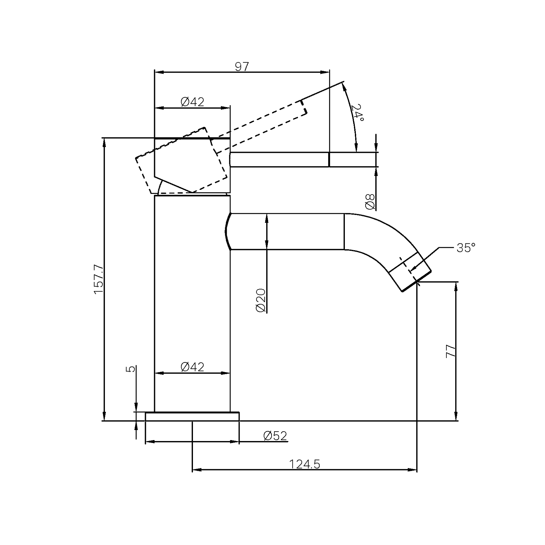 Zen SS316L Basin Mixer | Graphite