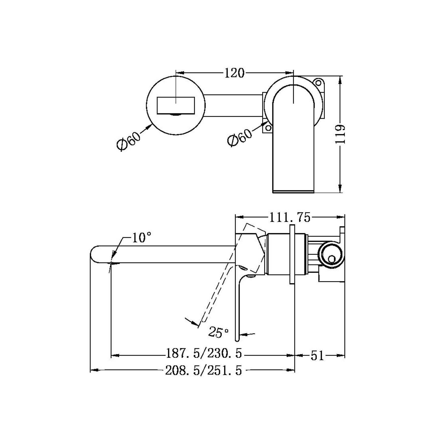 Bianca Basin/Bath Mixer Back Plate 230mm | Brushed Nickel