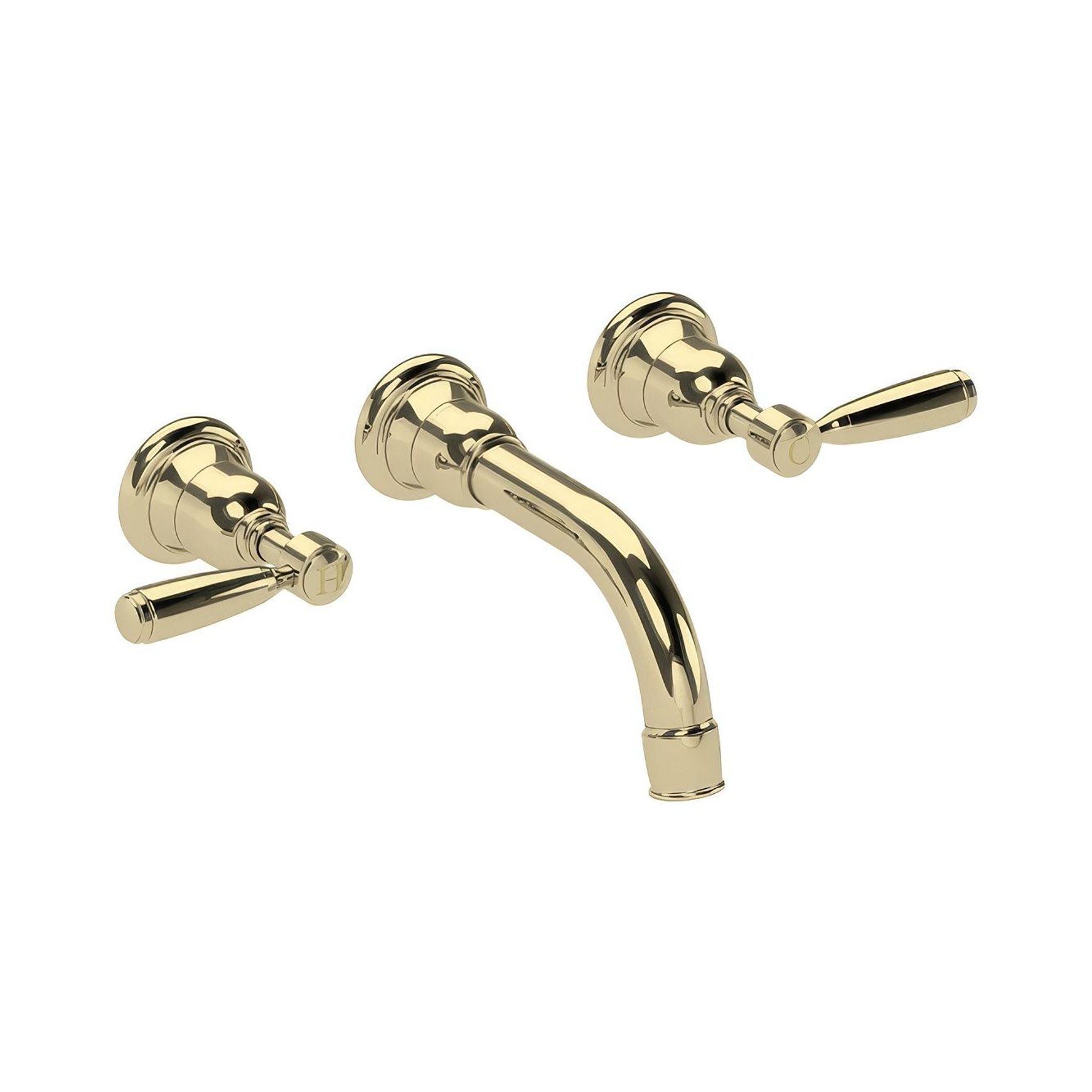 Fairfield - Wall mounted basin tap with metal levers