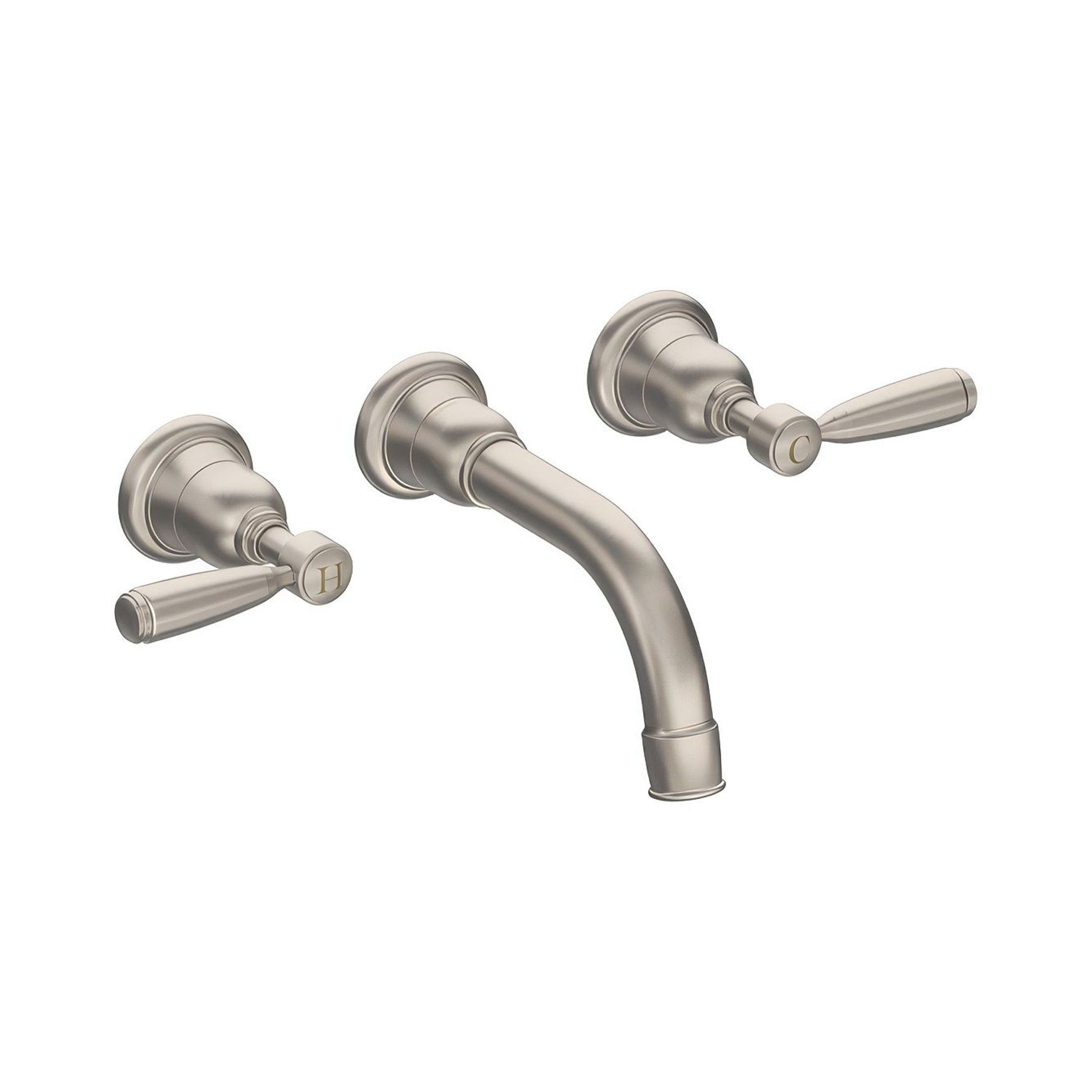 Fairfield - Wall mounted basin tap with metal levers