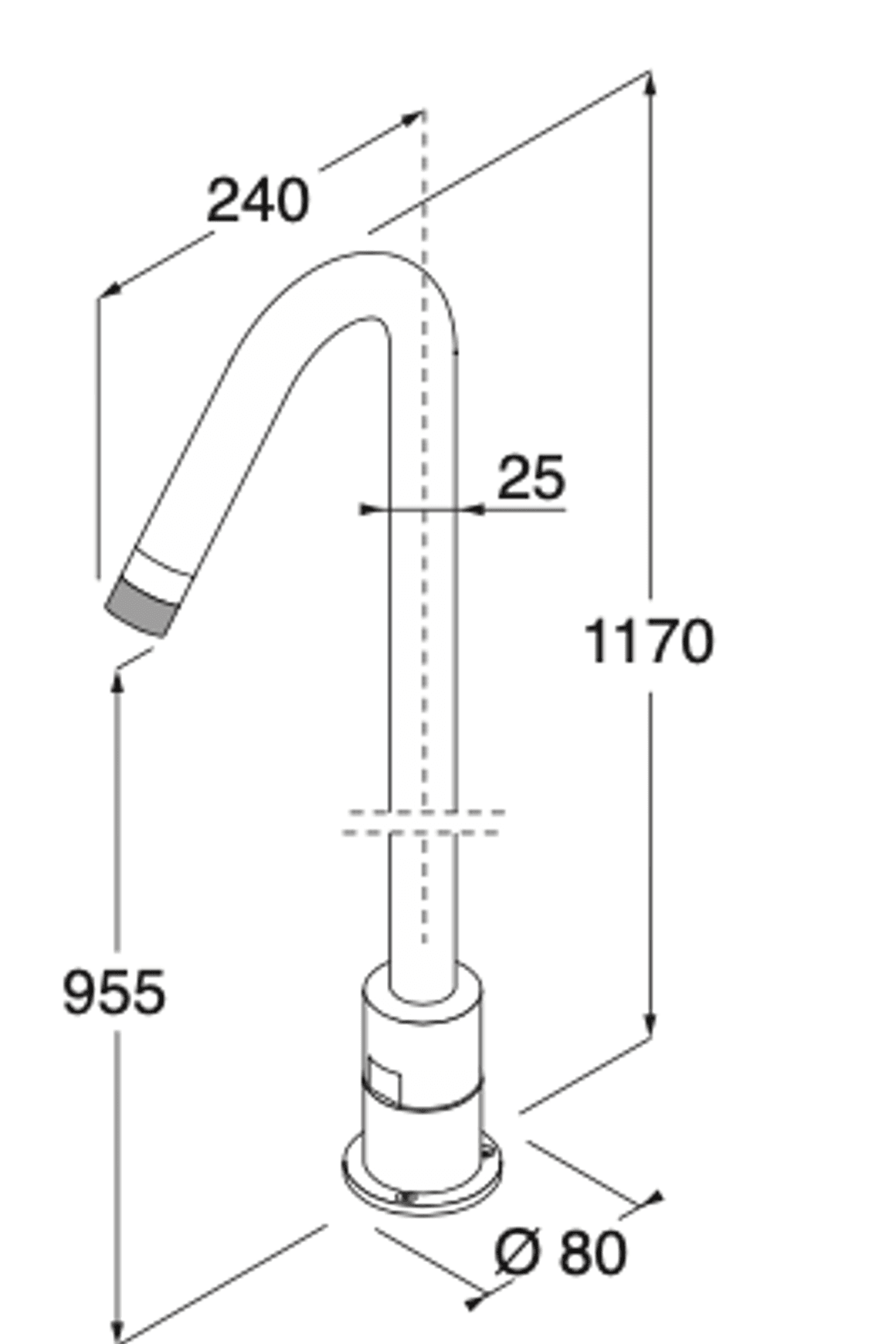 Minimal Floor-mounted Spout For Washbasin by Boffi dimensions