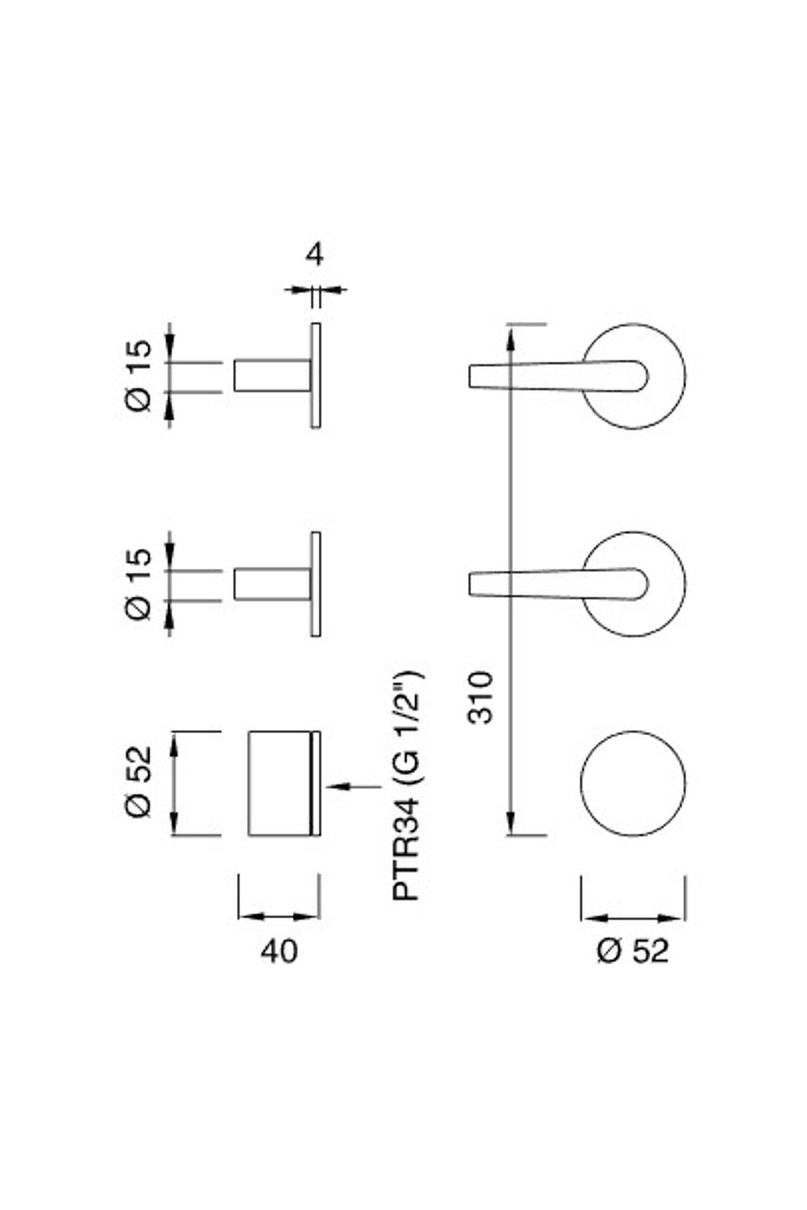 FLAG Thermostatic Shower Mixer Set by CEA dimensions