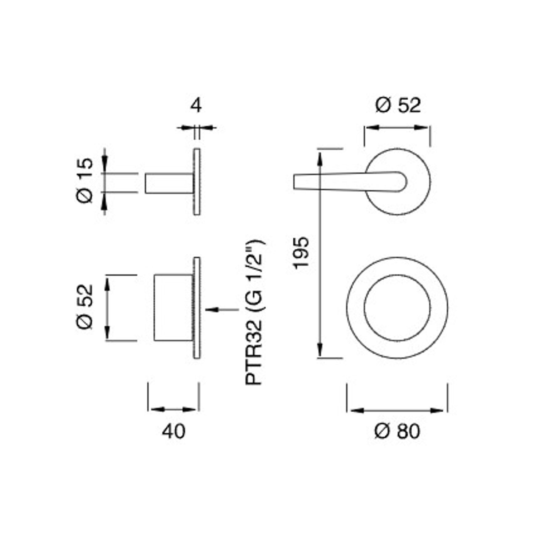 FLAG Thermostatic Shower Mixer 2/3 Diverter by CEA dimensions