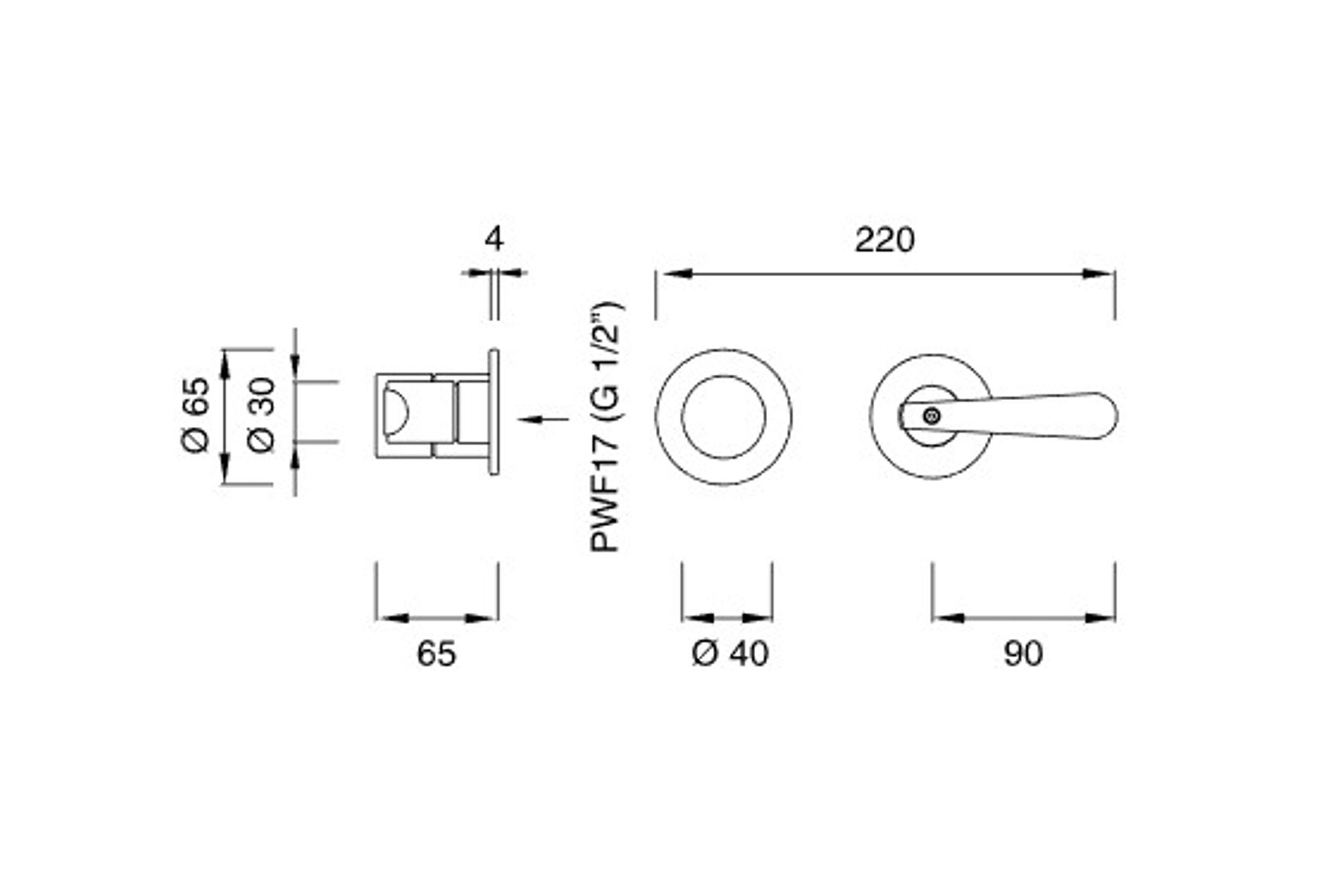 LUTEZIA PLUS Thermostatic Shower Mixer Set by CEA dimensions