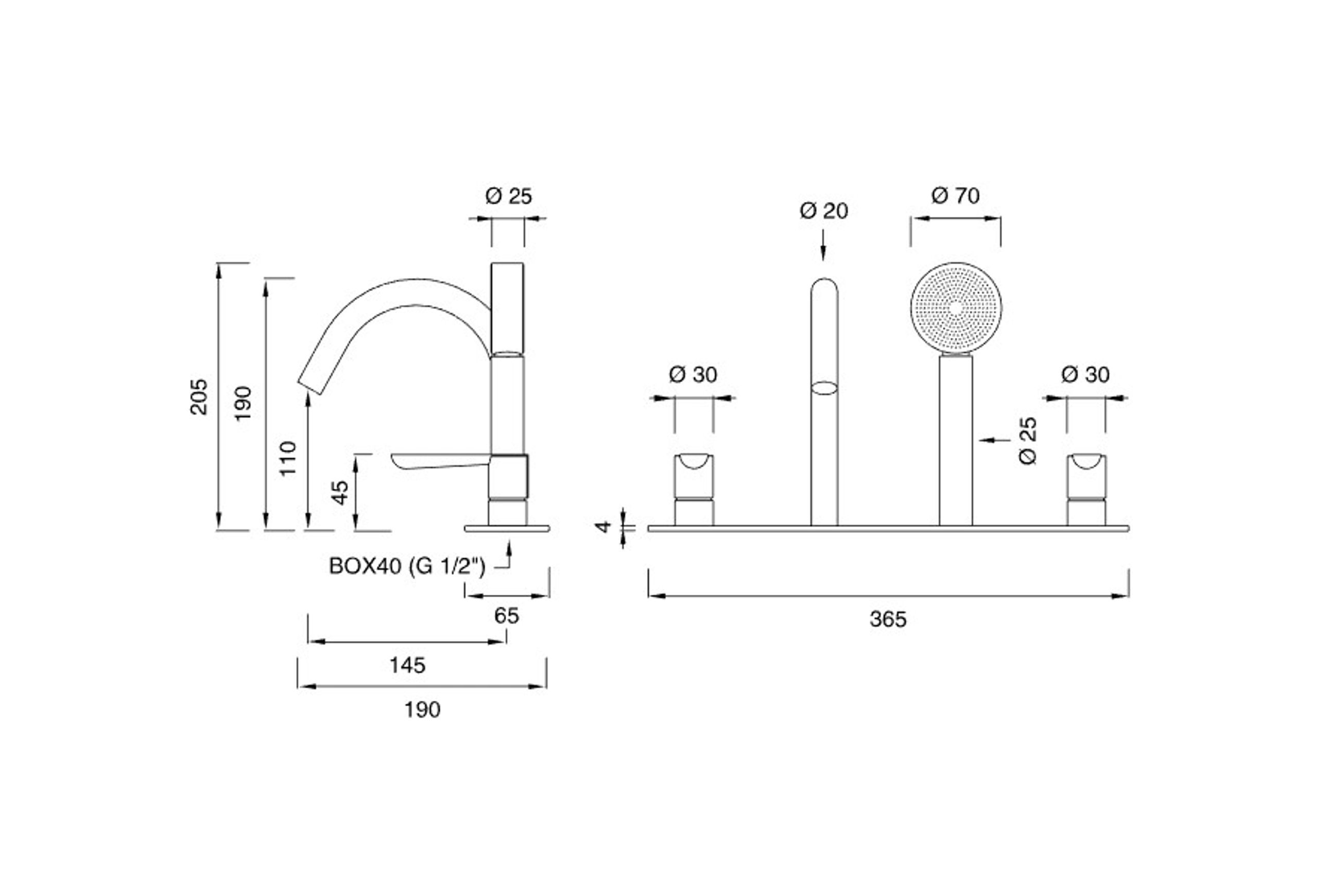 LUTEZIA PLUS Bathtub Rim Tap Set by CEA