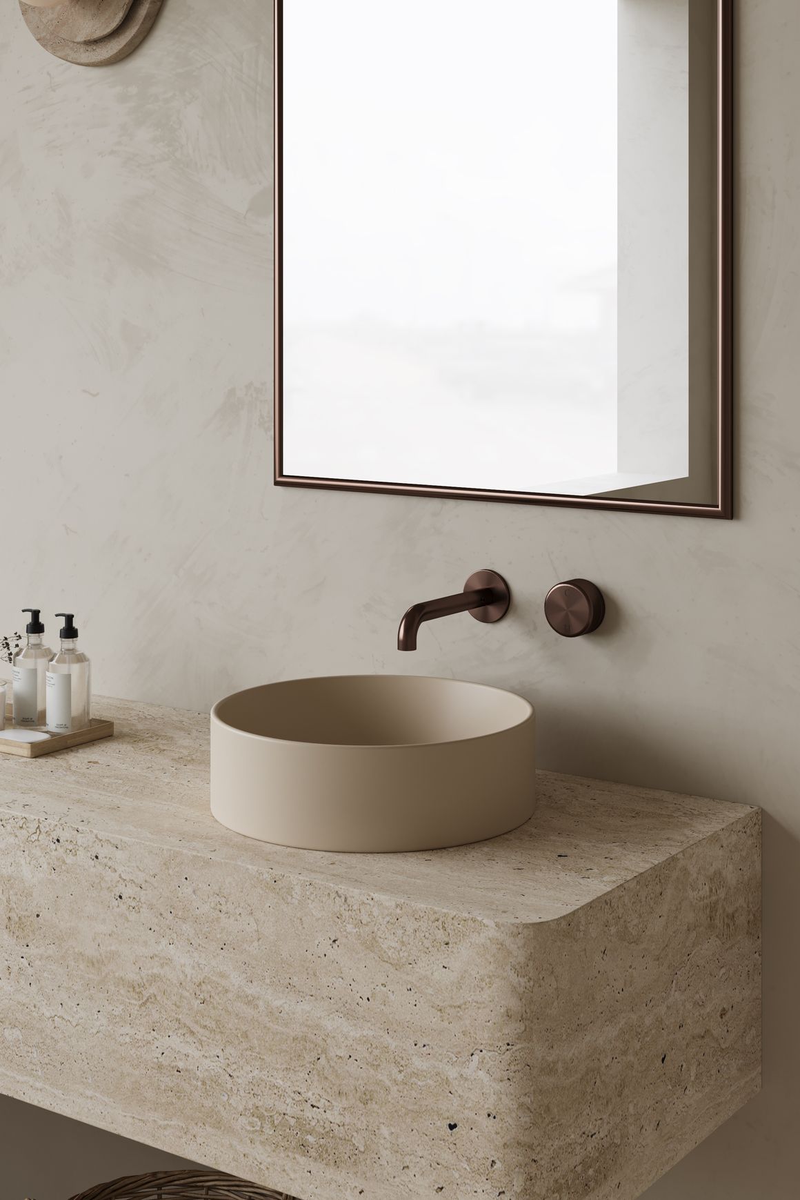 Serenity Progressive Wall Basin Mixer 185mm Spout With Metal Handle Rome Bronze