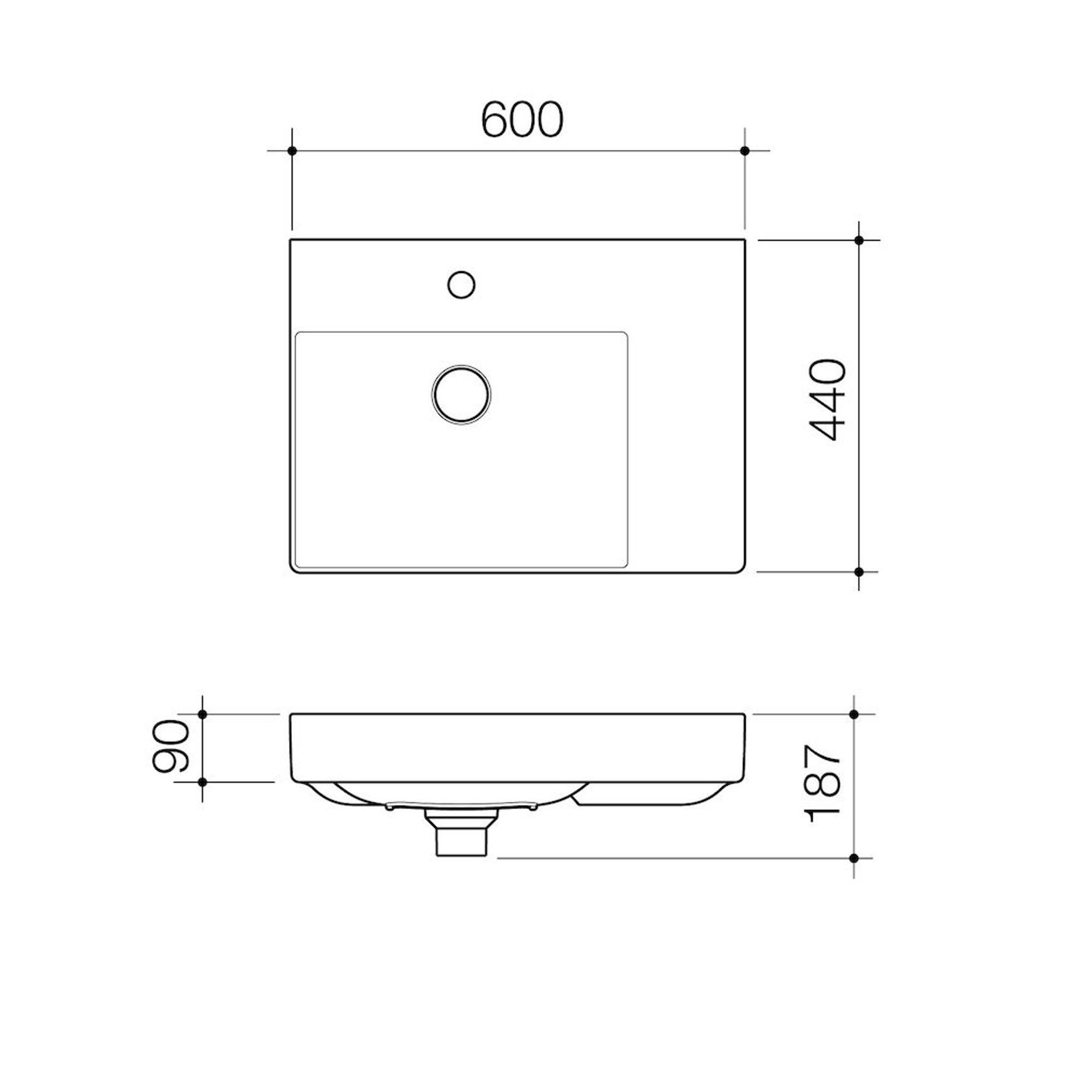 Urbane II Right Hand Shelf Wall Basin