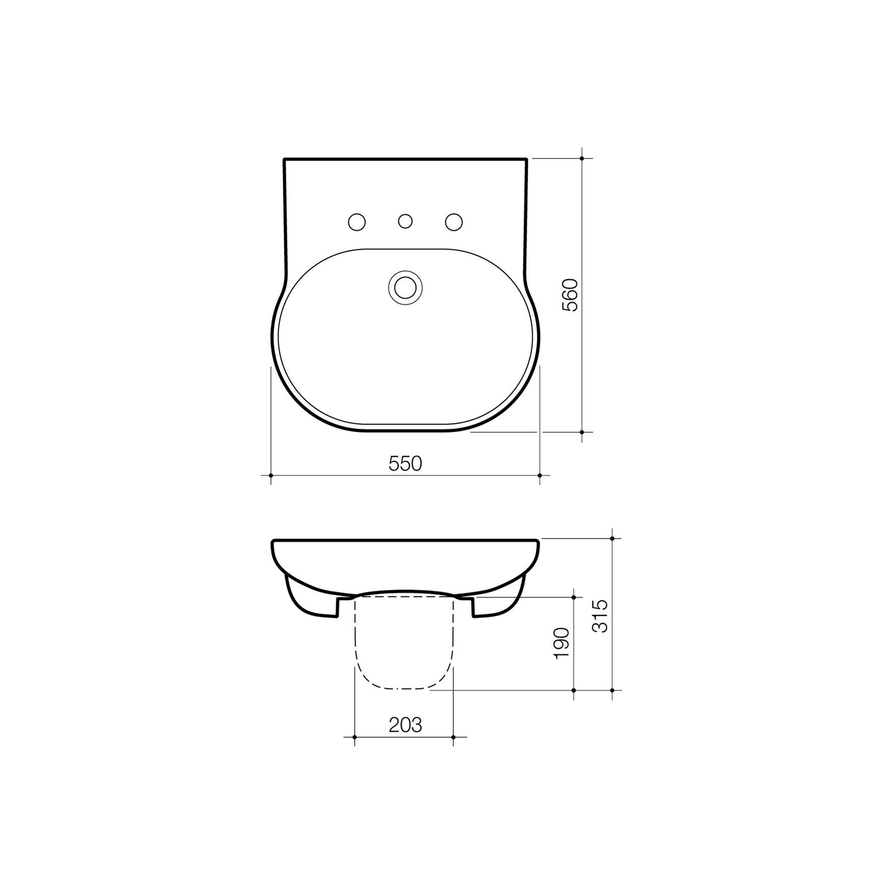 Opal Sole Wall Basin 1th