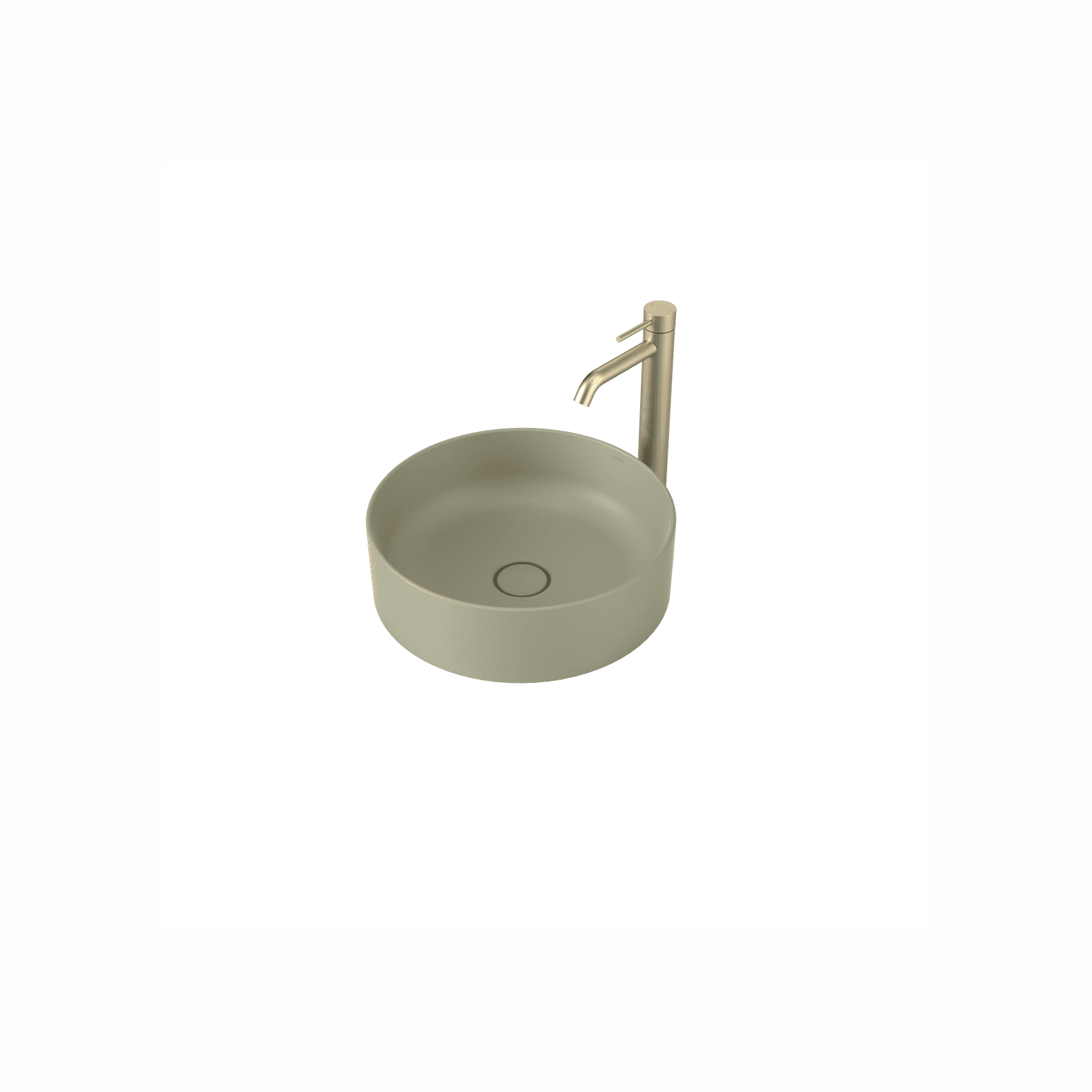 Liano II 400mm Round Above Counter Basin - Matte Green