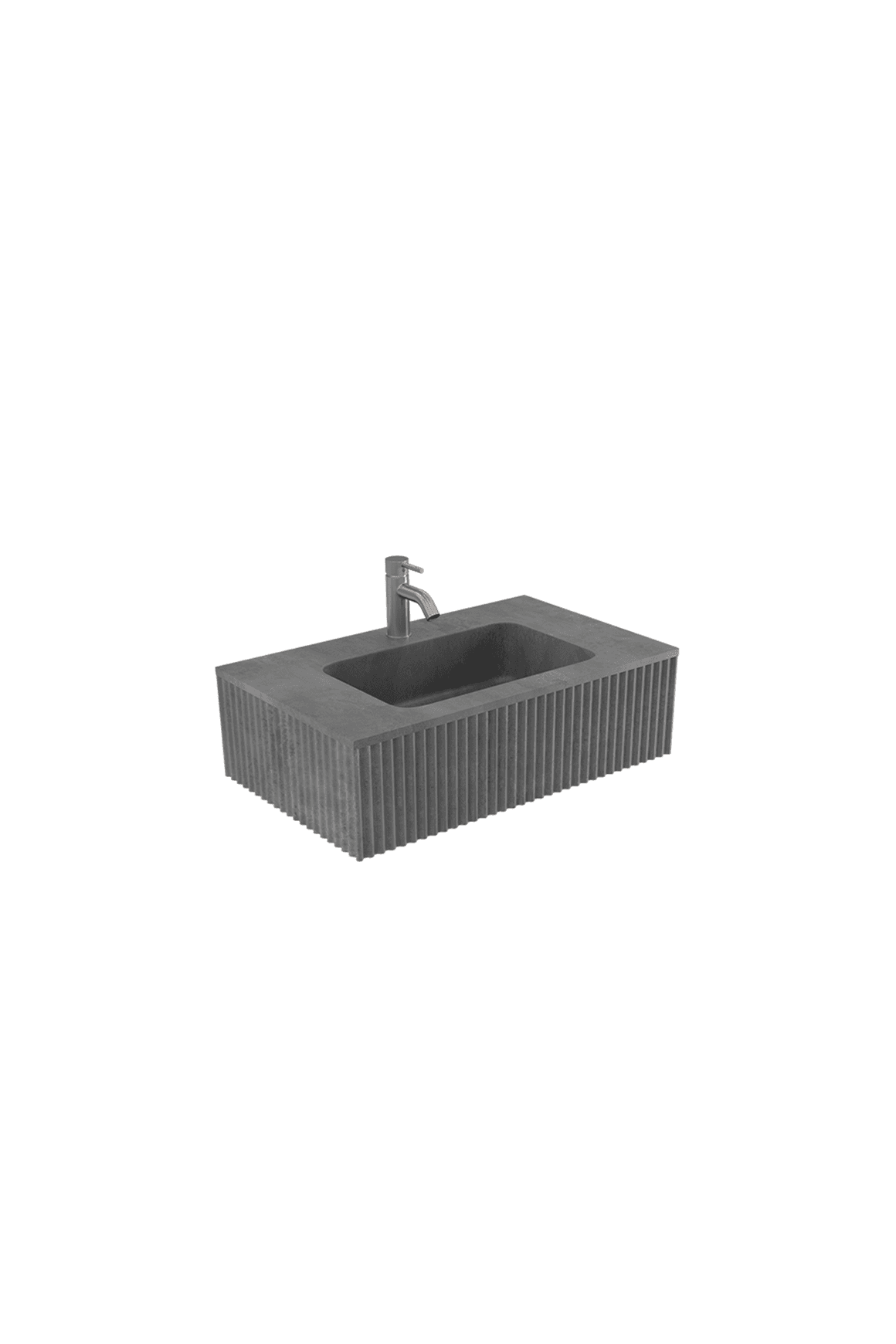 BARE Concrete Fluted Wall Basin 755mm