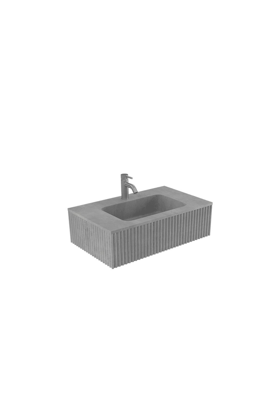 BARE Concrete Fluted Wall Basin 755mm