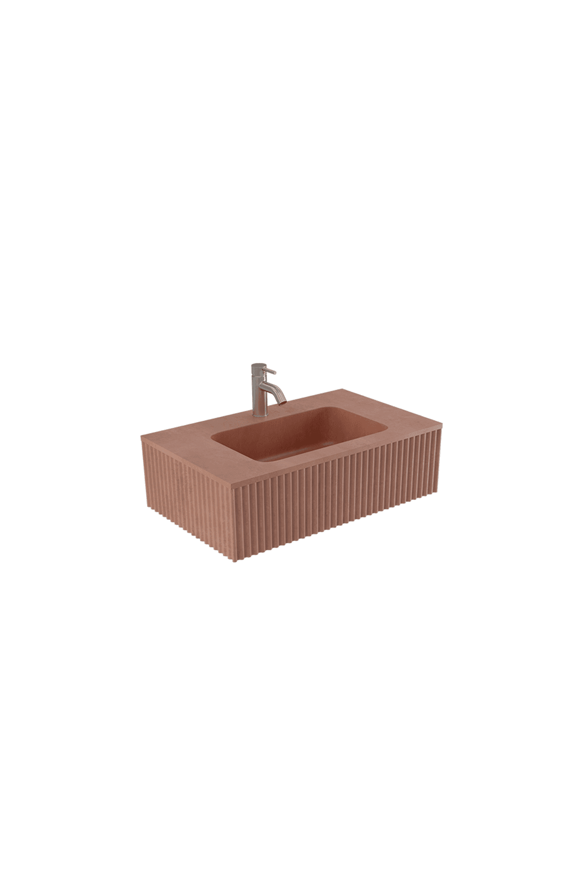 BARE Concrete Fluted Wall Basin 755mm