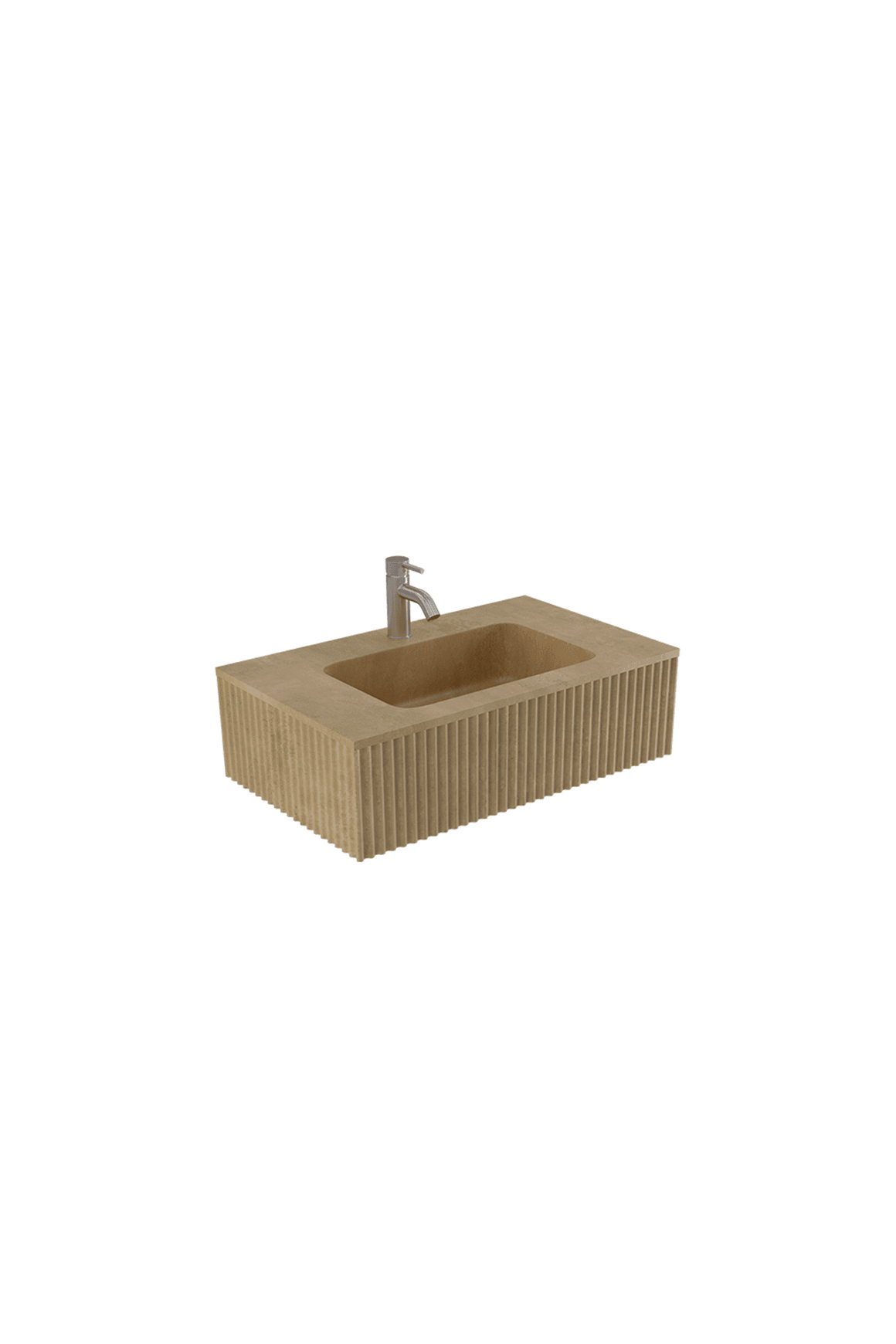 BARE Concrete Fluted Wall Basin 755mm