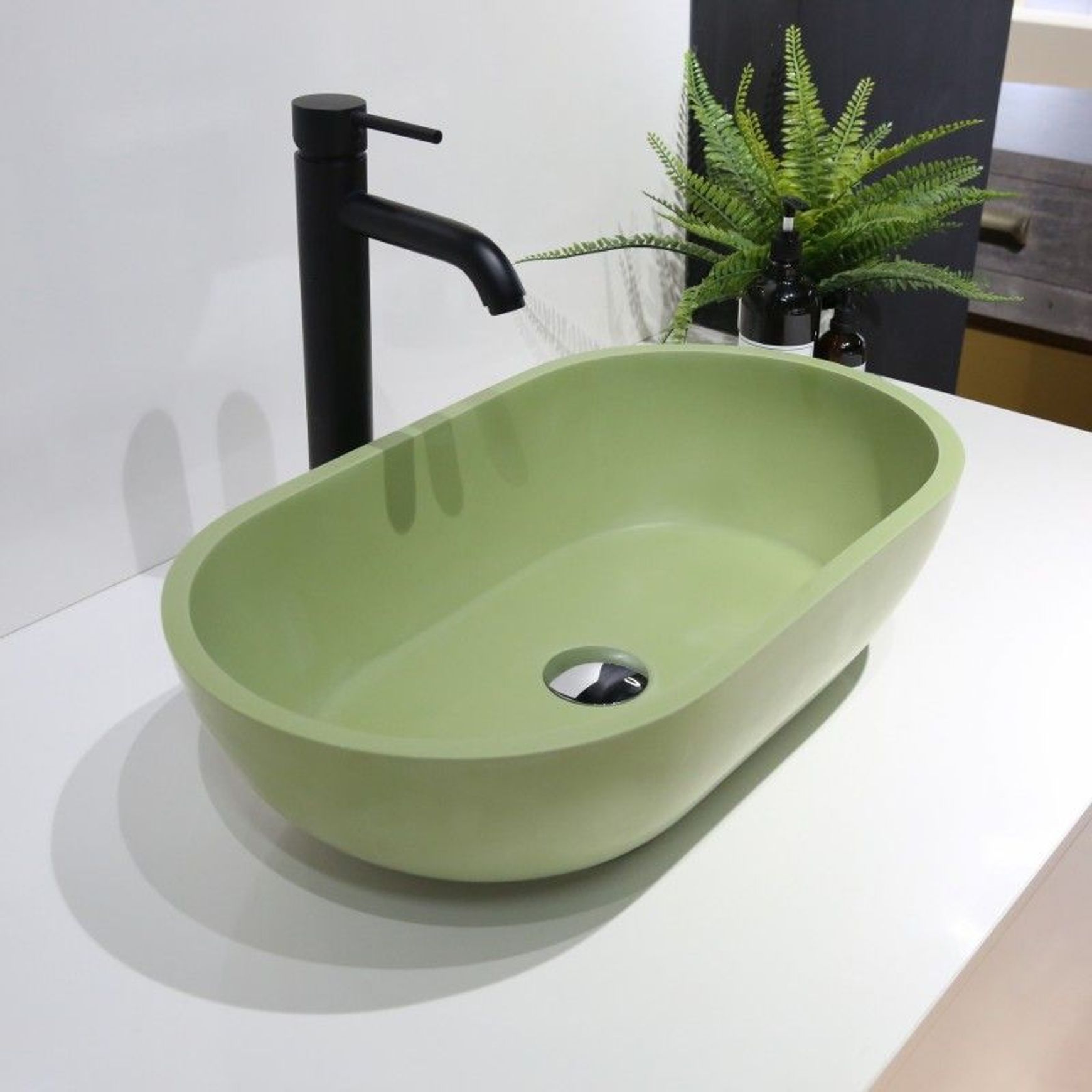 B1312 Green Freestanding Stone Basin 560mm