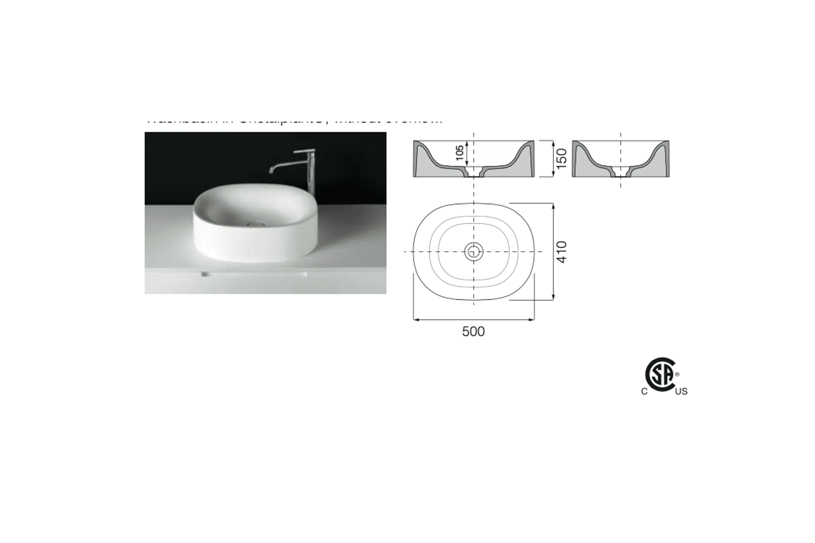 Sabbia Washbasin dimensions